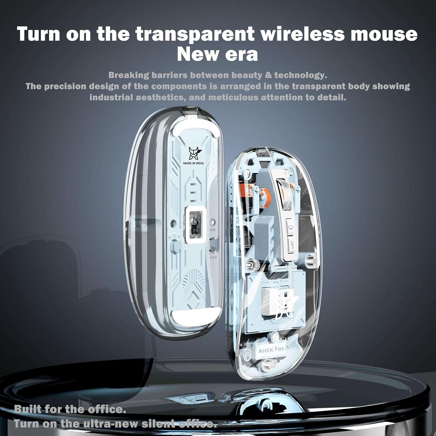 MICROWARE Wireless Mouse, Rechargeable Bluetooth Mouse, Dual Mode (2.4G + BT5.1) Transparent Slim Mouse with Quiet Click, 4 Adjustable DPI, Portable Mouse for PC, Laptop, Computer, Mac Book/iPad pro 6