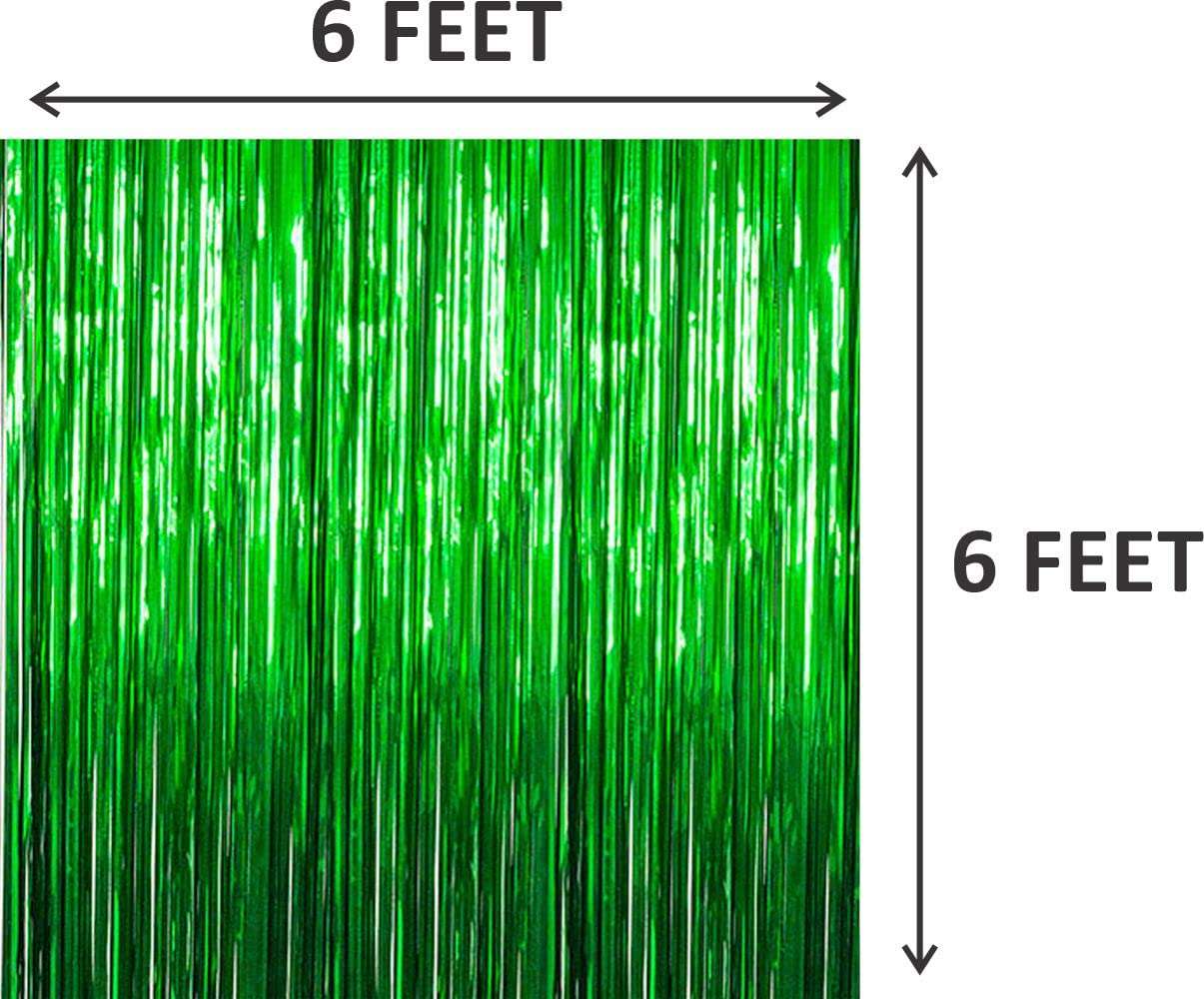 Untumble Mehendi Ceremony Decoration Kit | Mehendi Decoration Items for Home With 6x6 feet Dark Green Foil Curtain, 6 Multicolor Paperfans & "M" "E" "H" "E" "N" "D" "I" Foil Balloons | Pack of 14 4
