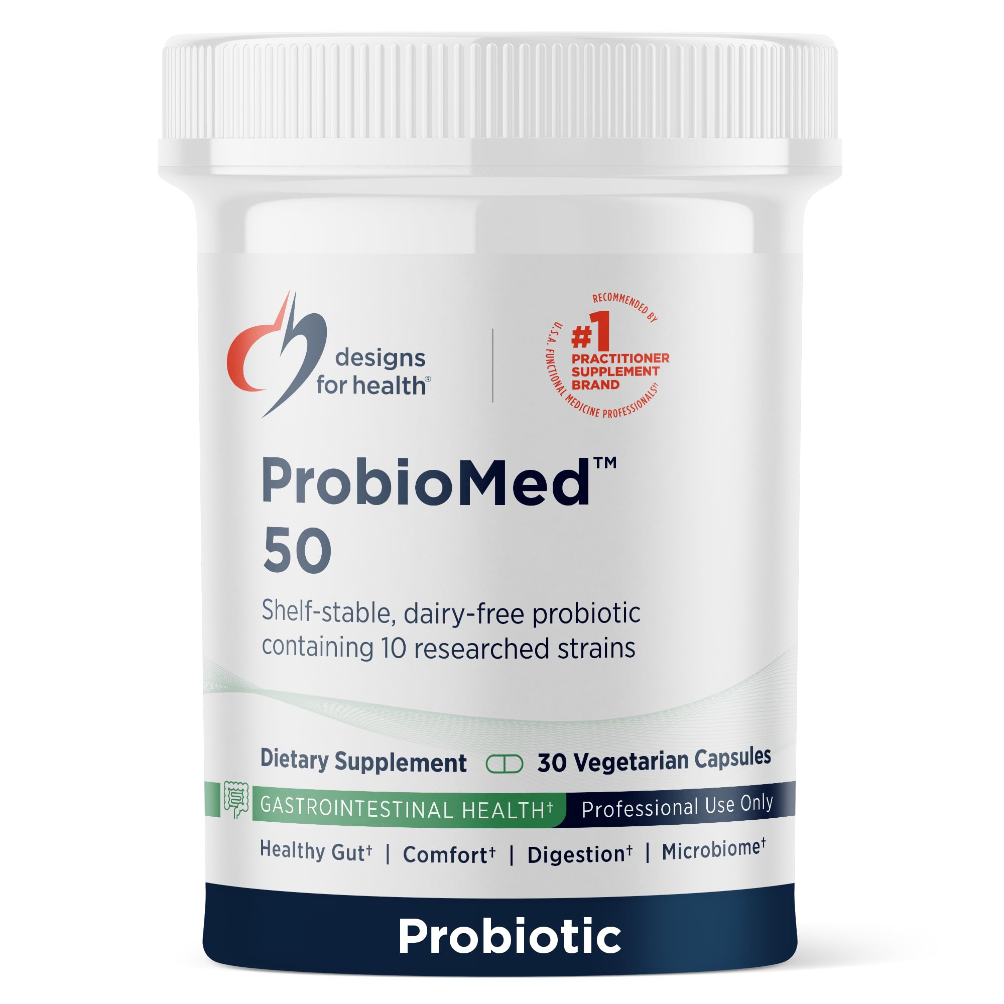 Designs for Health ProbioMed 50 - Probiotics for Digestive Health - 10 Strains with Lactobacillus acidophilus Probiotic + Lactobacillus rhamnosus - Gut Health + Immune Support Supplement (30 Caps) 1