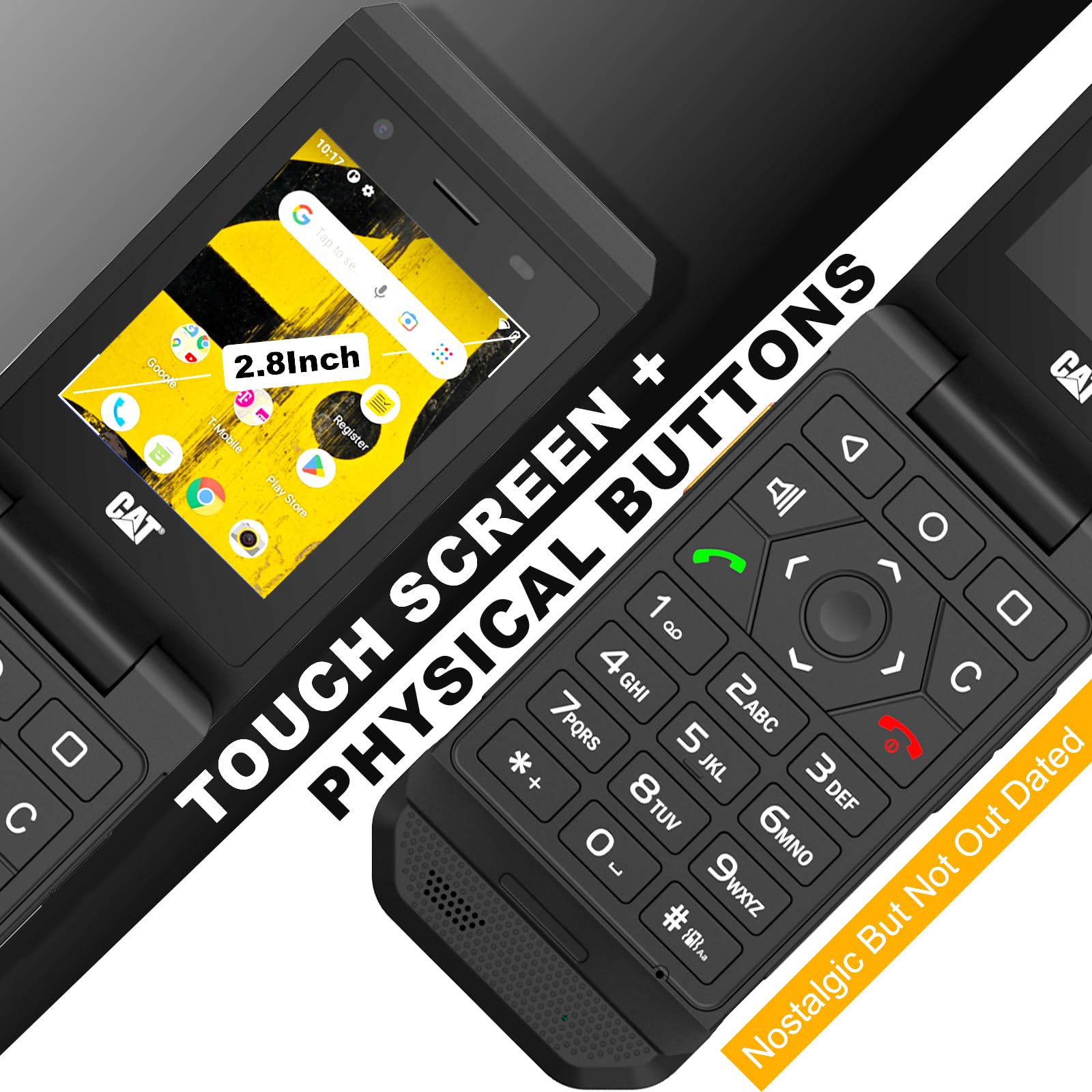 CAT S22 Rugged Flip Phone Unlocked (16GB) 2.8'' Touchscreen Smart Cell Phone Android 11, IP68 Water Resistant, 4G LTE GSM Single Sim (Black) 5
