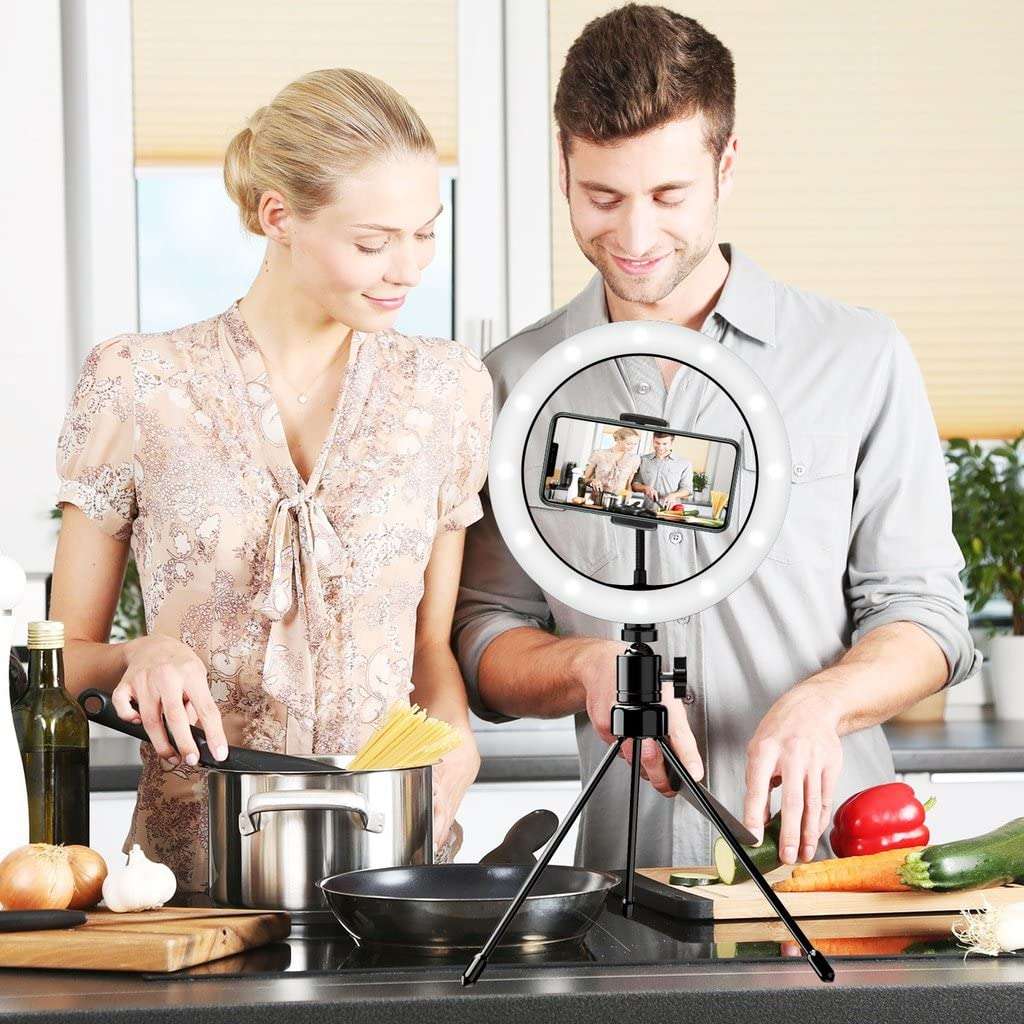 Bright Selfie Ring Tri-Color Light Compatible with Your Micromax EG111 10 Inch with Remote for Live Stream/Makeup/YouTube/TikTok/Video/Filming (Dimmable/Adjustable) 3