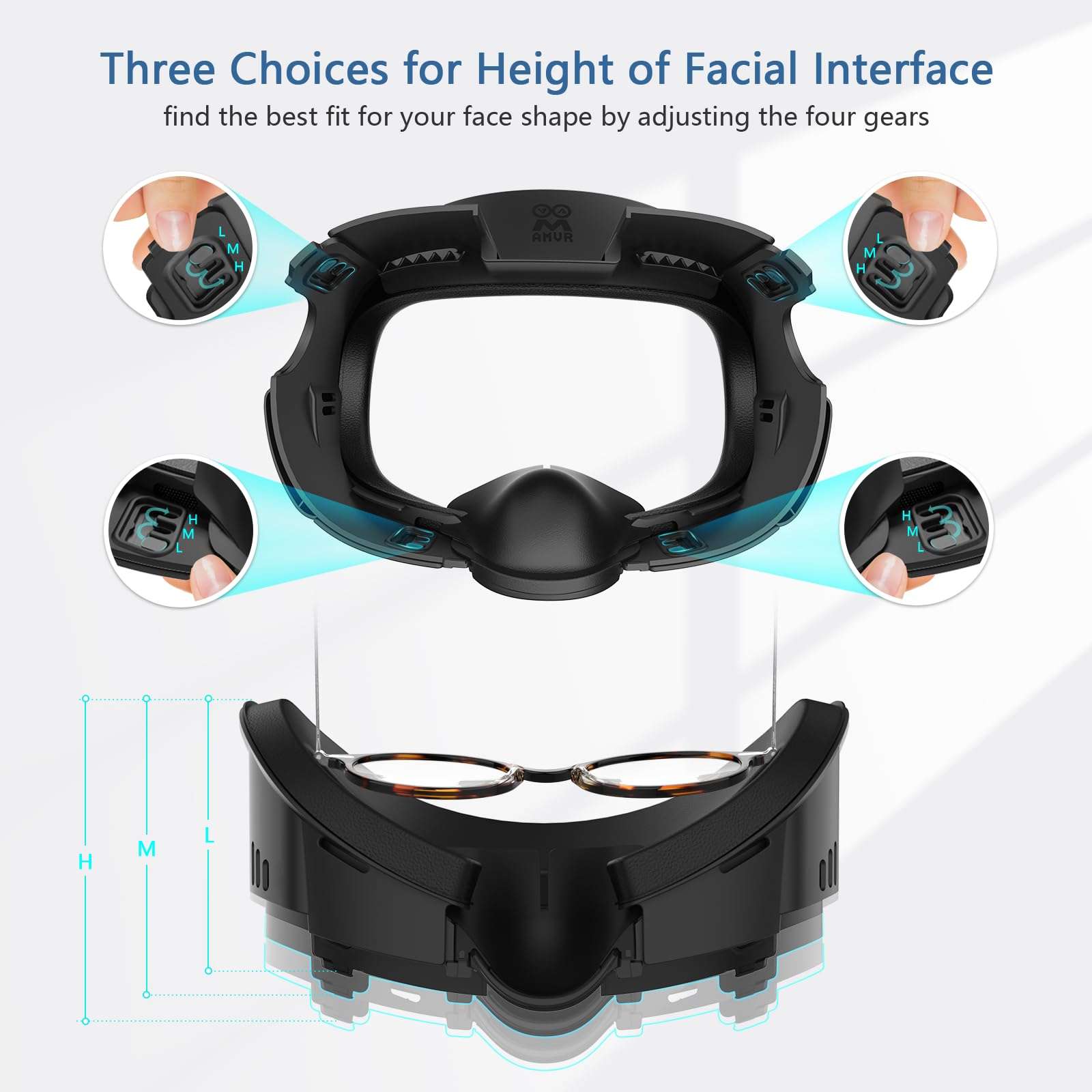 AMVR Face Cover Pad Facial Interface Compatible with Meta/Oculus Quest 3 Accessories, with 2 Pcs Soft PU Face Cushion Pad Replacement, NOT Compatible with Meta Quest 3S 3