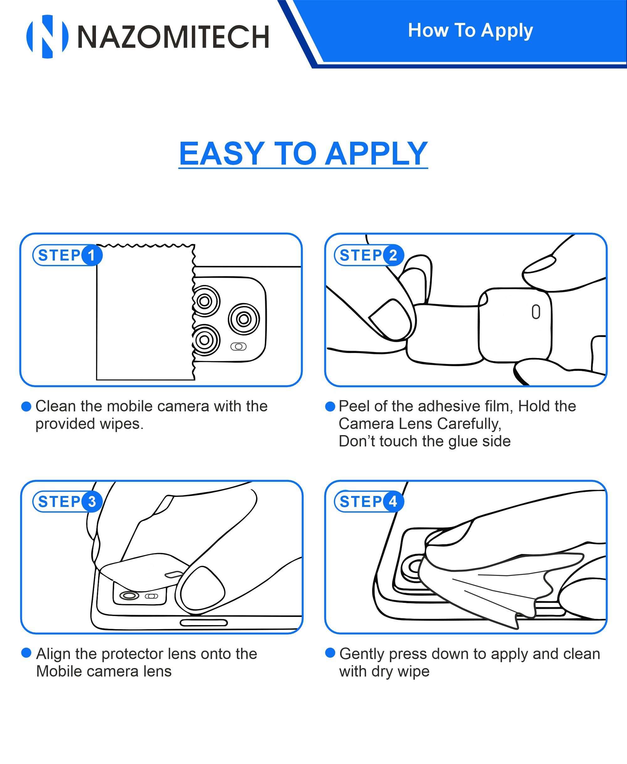 Nazomi Tech For Vivo X200T Back Camera Lens Screen Protector 3D Anti Shock/Anti-Scratch/Clear/Camera Tempered Glass (Pack of 3) 4