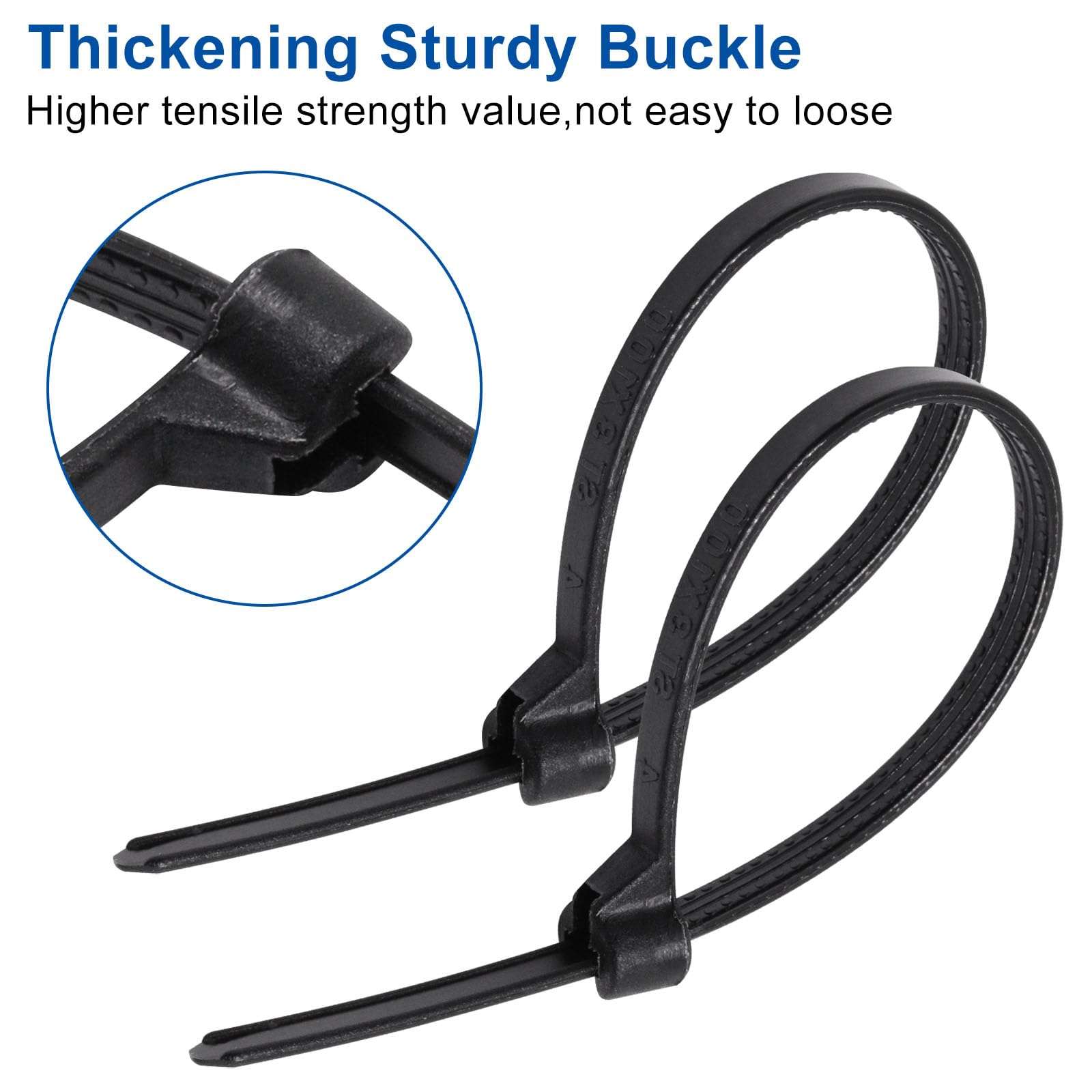 300pcs Push Mount Zip Ties, 4" Cable Zip Tie with Stainless Steel Metal Tooth Locking Device, Self Locking Straps Heavy Duty Nylon Zip Tie Clips for Industry, Auto, Construction, Electronic (4inch) 6