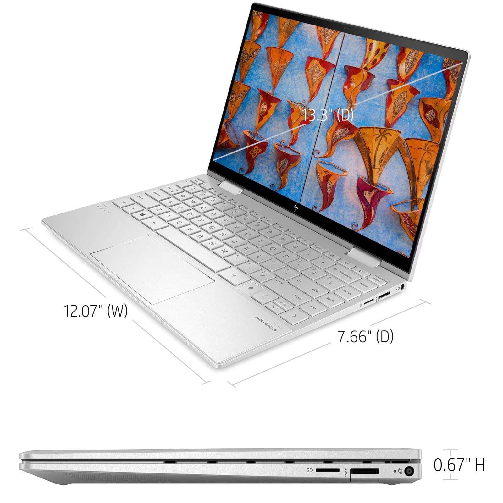 HP Envy X360 2-in-1 13.3" FHD OLED Touch-Screen Laptop, Intel Core i7-1195G7 8GB RAM 512GB SSD, Backlit Keyboard, Bluetooth, Webcam, HDMI, Windows 11 Home, ABYS Mouse Pad 5