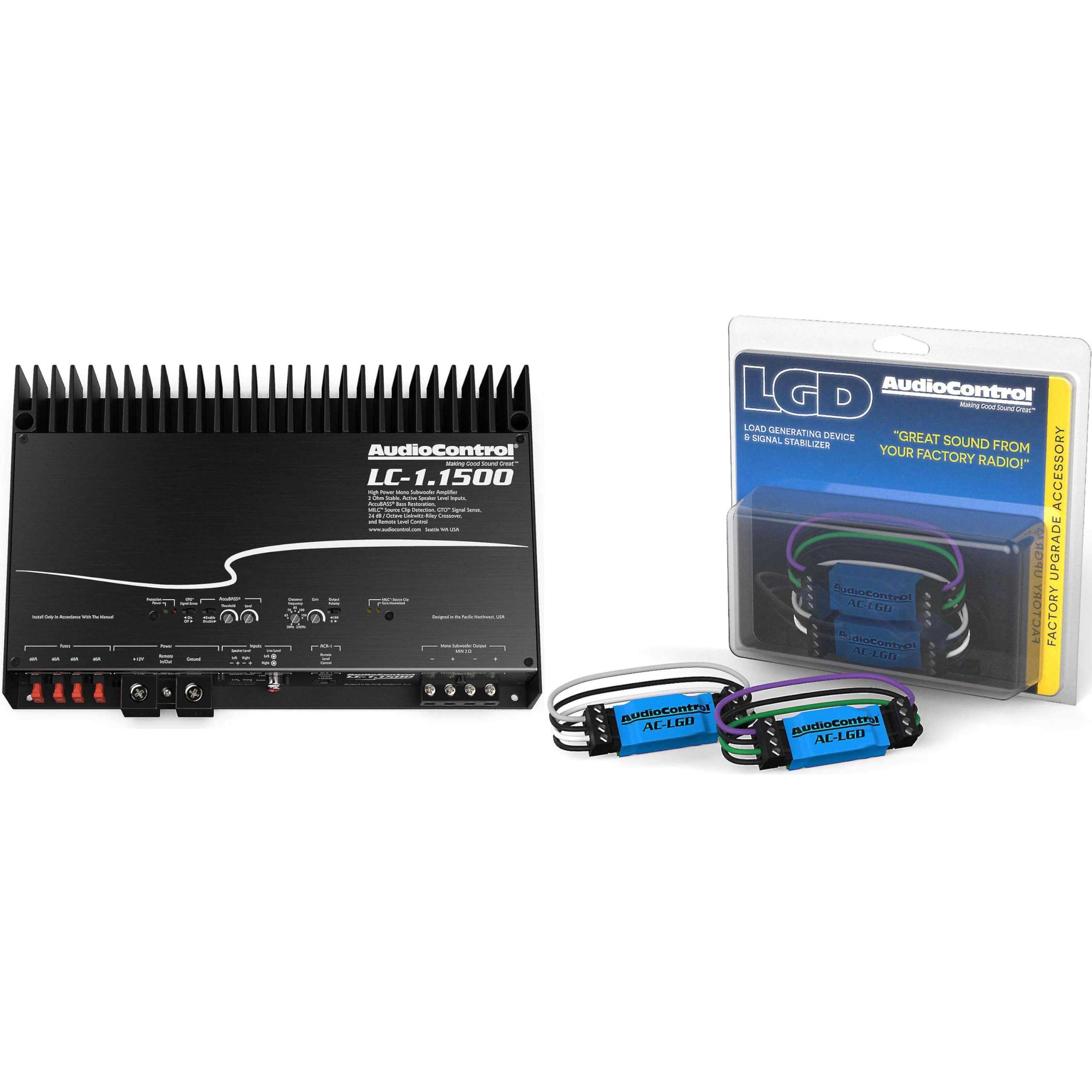 AudioControl LC-1.1500 Mono Subwoofer Amplifier with 1 Pair AudioControl AC-LGD Load generating Device 2