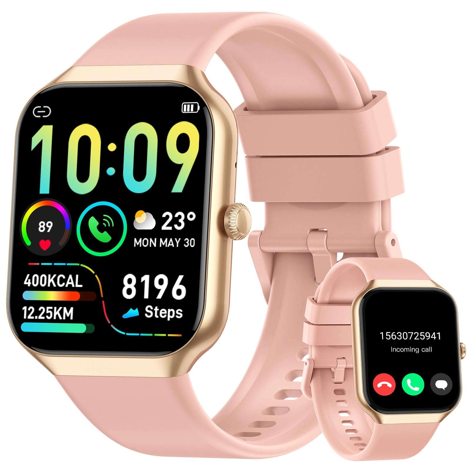 Smart Watch for Women Answer/Make Calls, 1.96" HD Fitness Watch with Heart Rate Monitor Sleep Monitor, 113 Sports Activity Trackers with Step Counter, IP68 Waterproof, Smartwatch for Android/iOS, Rose 1