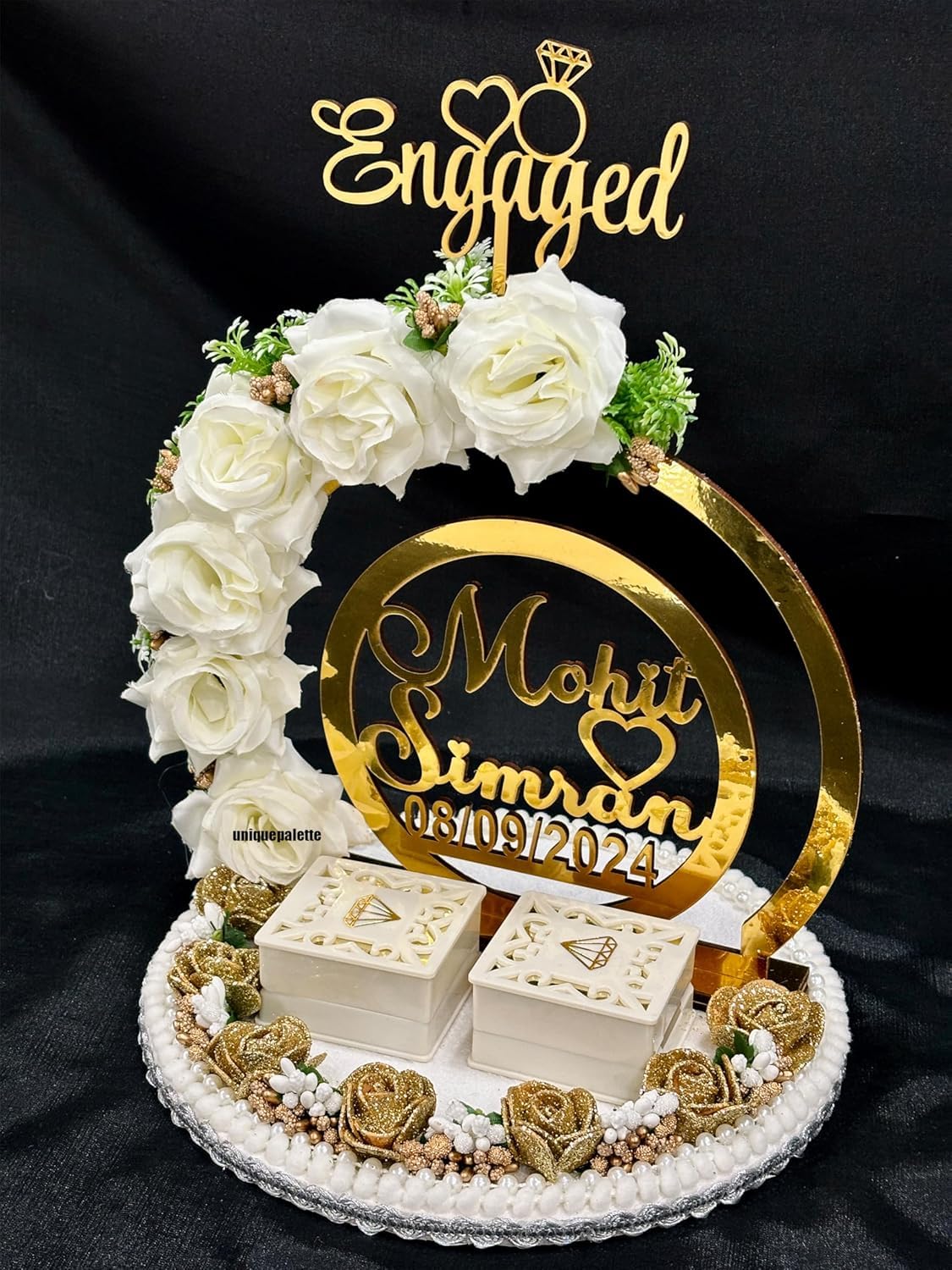 Unique Palette Personalized Engagement Wedding Ring Platter | Wedding Ring Platter | Marriage Décor | Engagement Tray 6