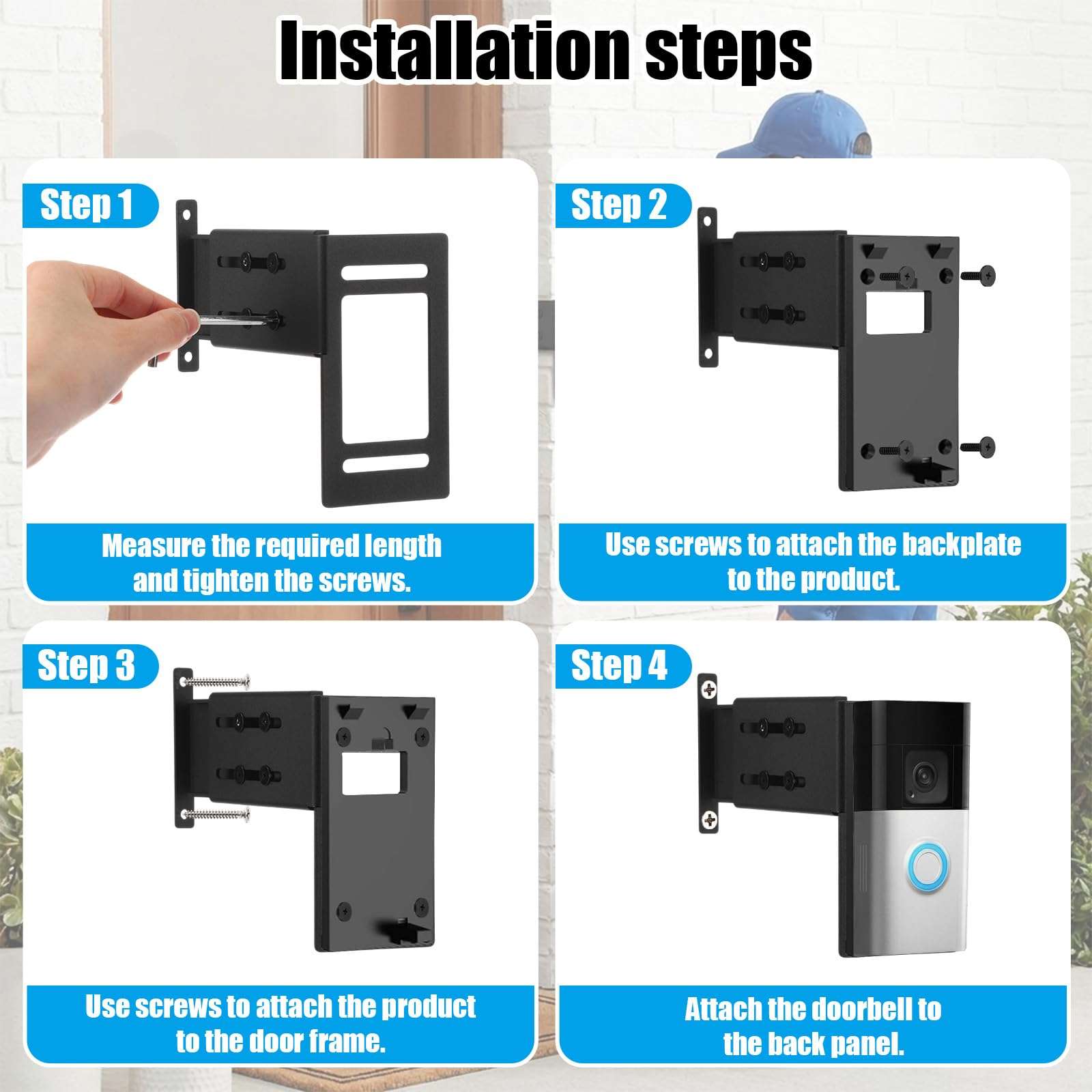 Novabright Doorbell Extender Compatible with Ring (2nd Generation) Brick Mount Extension Extends Doorbell Mount Quality Aluminum Material for Brick Wall Better Visibility and Angle 5