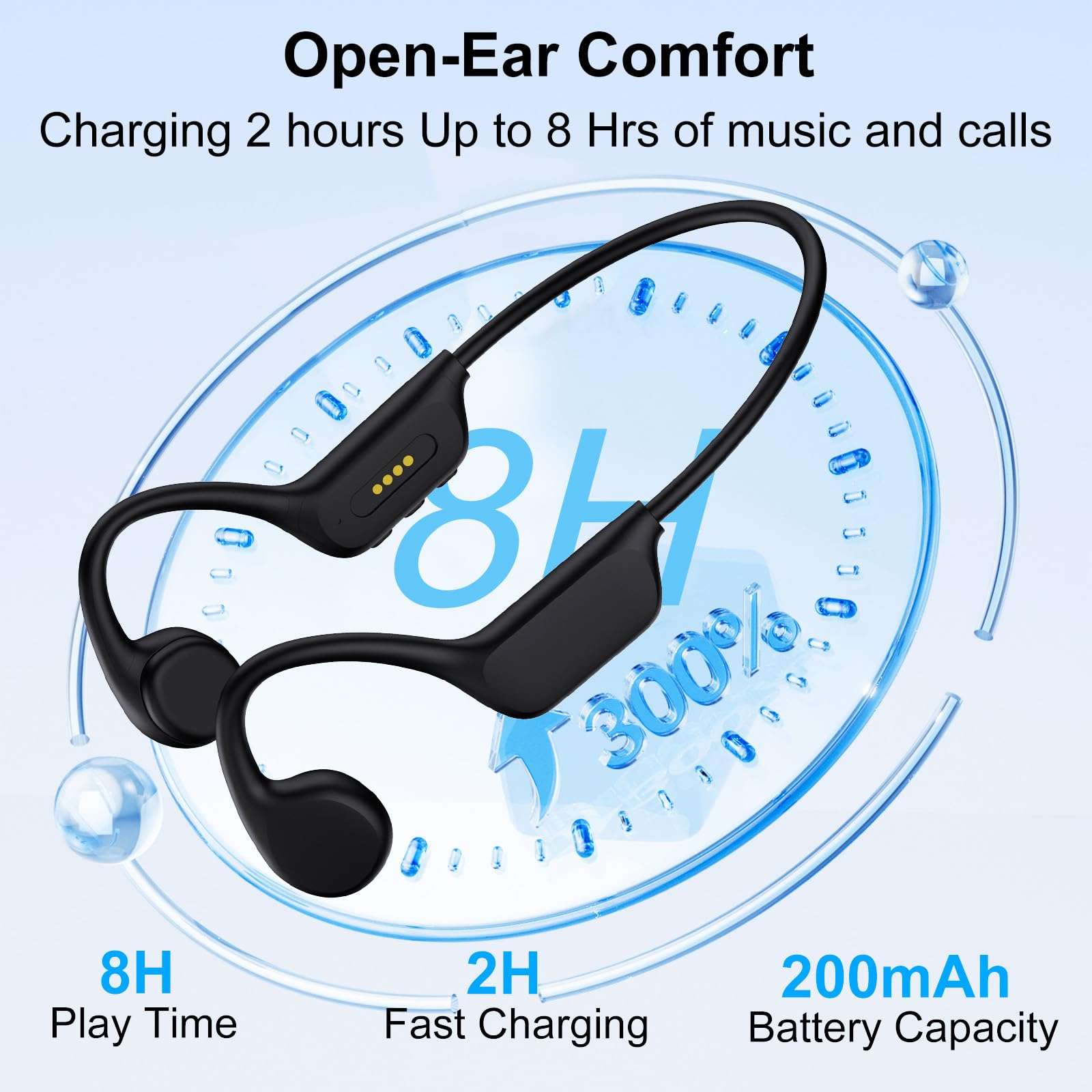 Bone Conduction Swimming Headphones, IPX8 Waterproof MP3 Player Open-Ear Headphones, Bluetooth 5.4 Bone Conduction Headphones, Wireless Sports Earbuds for Swimming, Running, Cycling (Black) 6