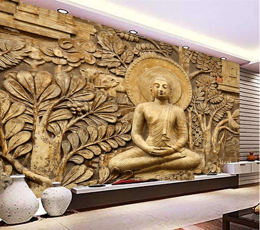 Decor Production Self Adhesive Lord Buddha Wallpaper Wall Sticker for Home Decor, Living Room, Bedroom, Hall, Kids Room, Play Room(buddha-wallpaper-pt07 ,4x6 Feet) 3