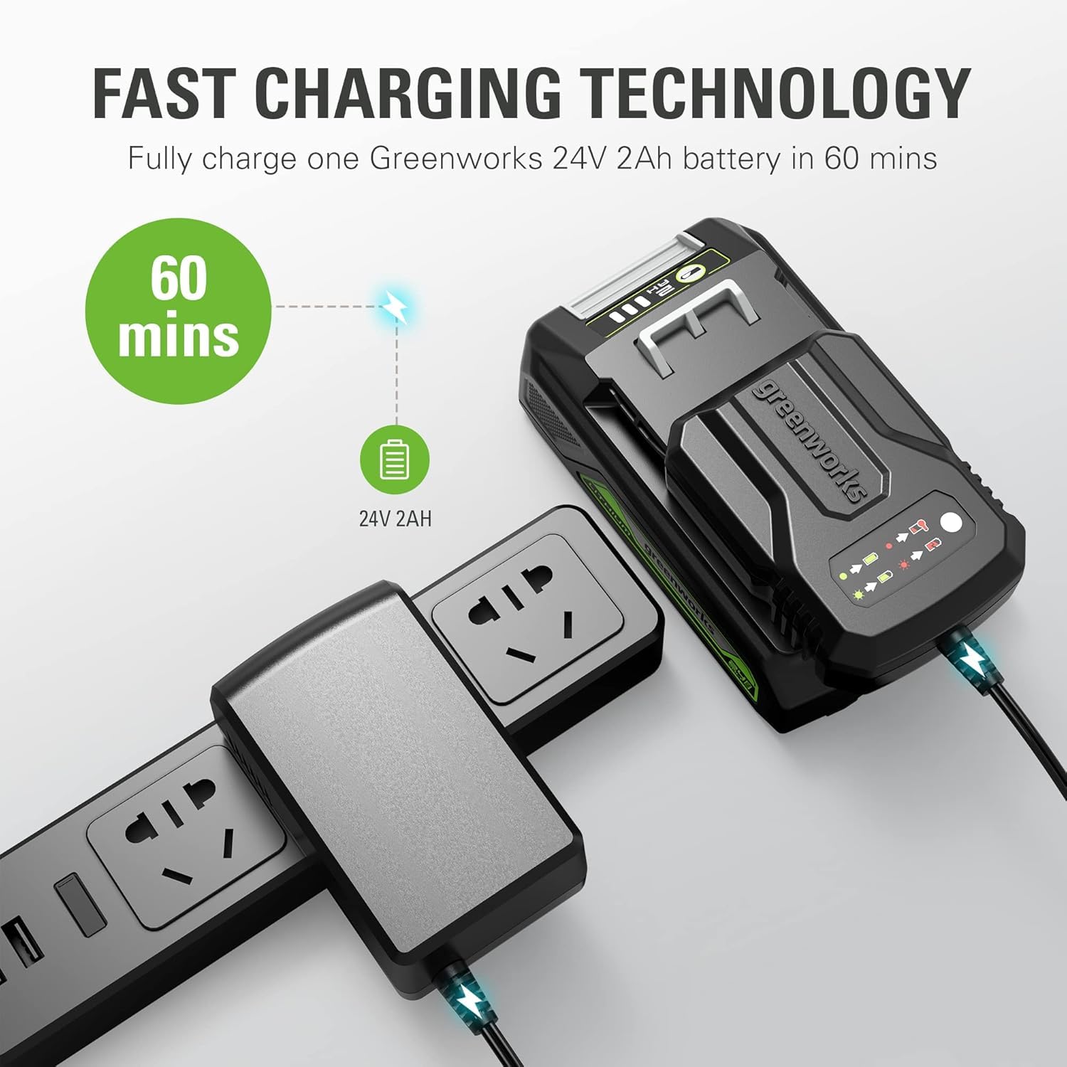 Greenworks 24V 2.0Ah USB Starter Kit with 2A Charger (Genuine Battery / 150+ Compatible Tools) 3