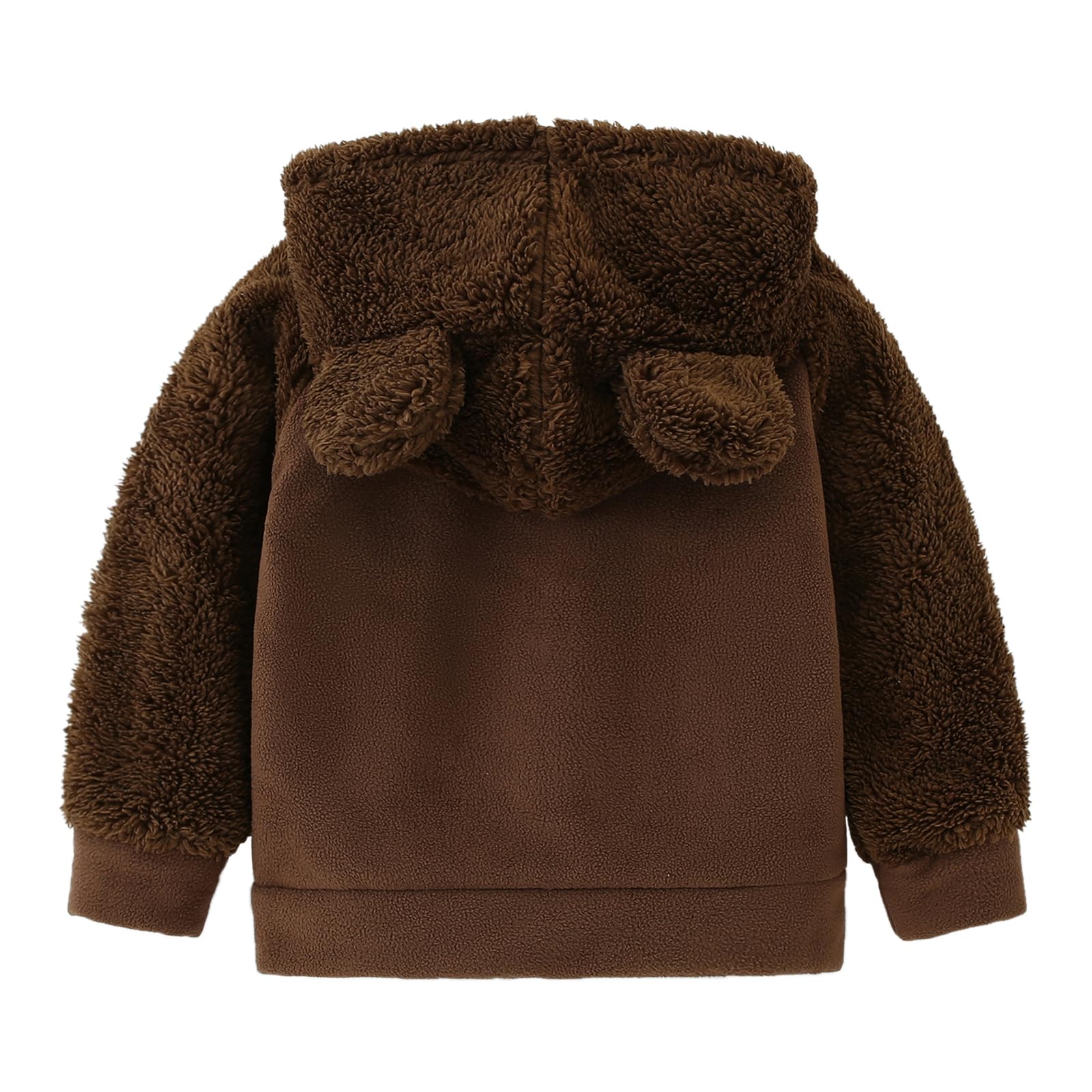 AMIYAN Bear Ears Shape Fleece Warm Hoodies Clothes Toddler Zip-up Light Jacket Sweatshirt Outwear For Baby Boys (Coffee, 2-3T) 2
