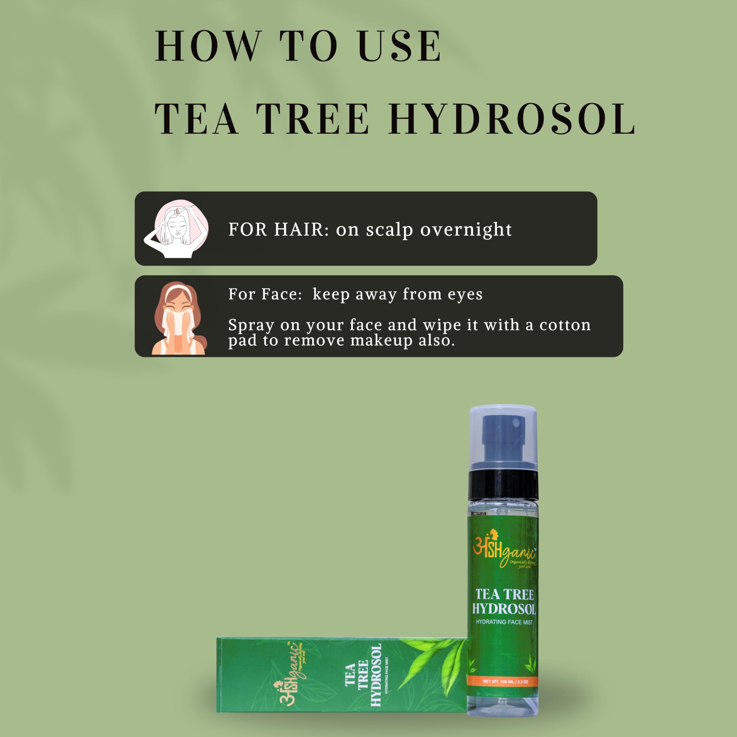 ANSHGANIC Tea Tree Hydrosol Face Toner Mist 100ml / 3.3 Oz 5