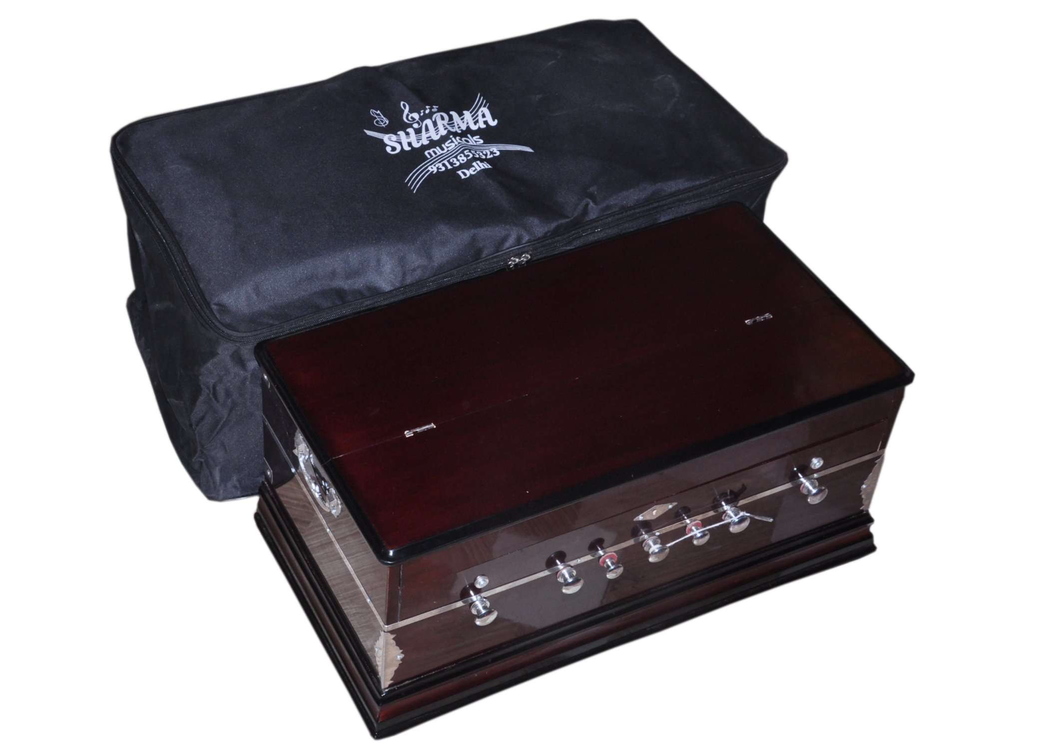 SHARMA MUSICAL STORE® Double Bellow 39 Keys Bass Reed Linden Wood Harmonium 4