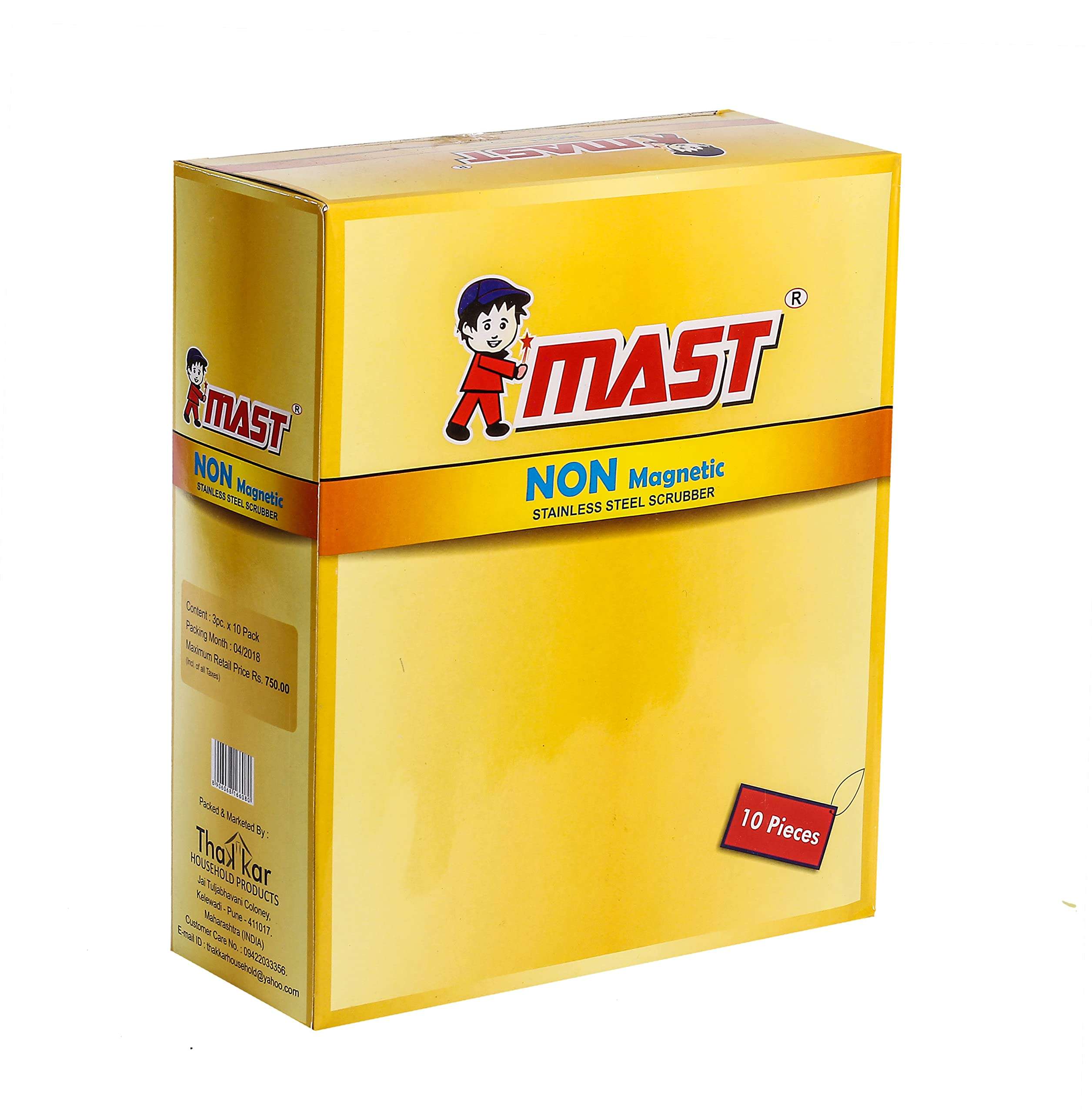 Mast 3 in 1 Non-Magnetic Stainless Steel Scrubber for Cleaning Pots Pans Ovens Bar-B-Queue Grills Dishes Glass Wares Sinks Tiles Bath Tubes (Pack of 10 Sets) 3