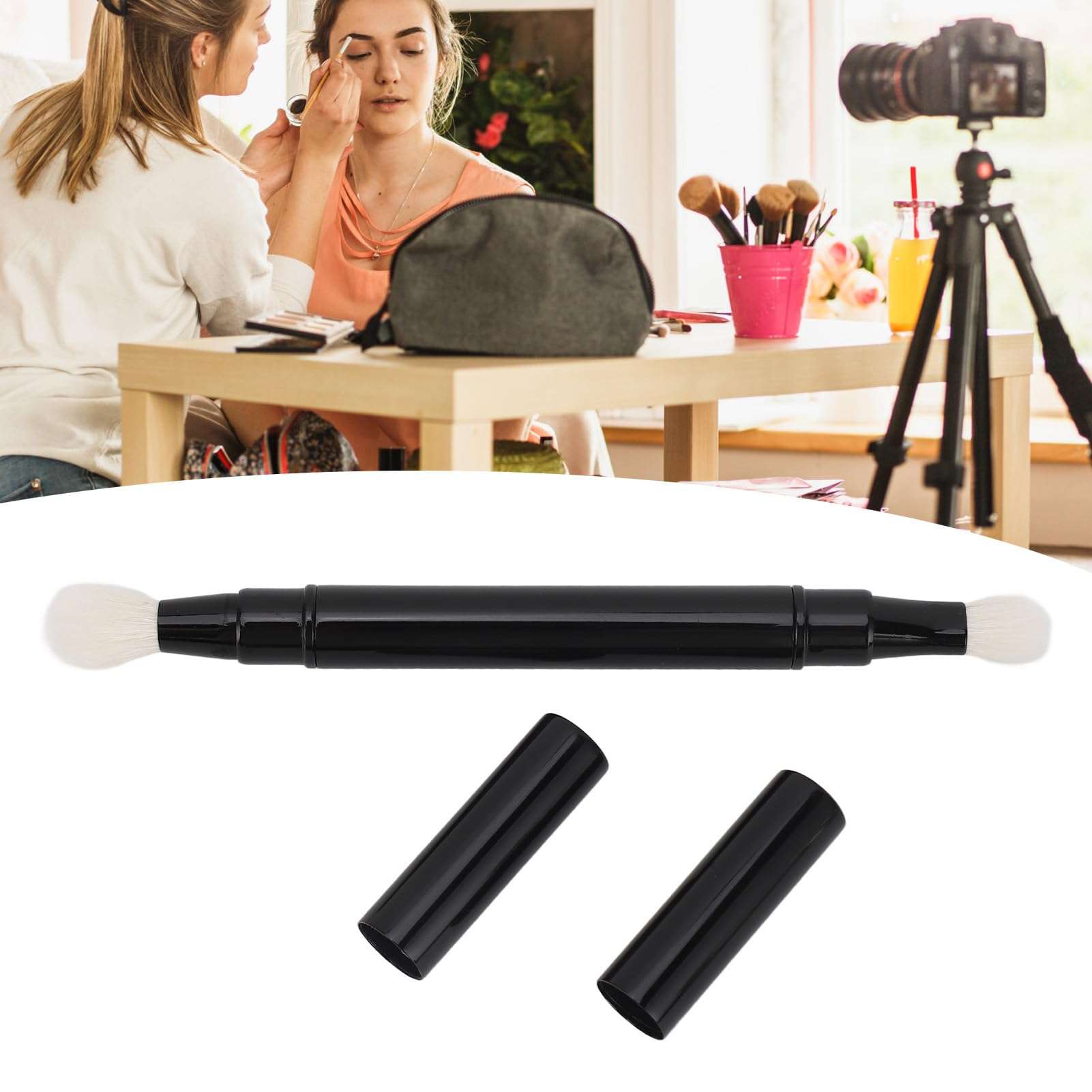 Dual Eyeshadow Brush Retractable Double Ended Makeup Brush with Soft Easy to Apply Automatic Sealing for Outdoor Travel 5