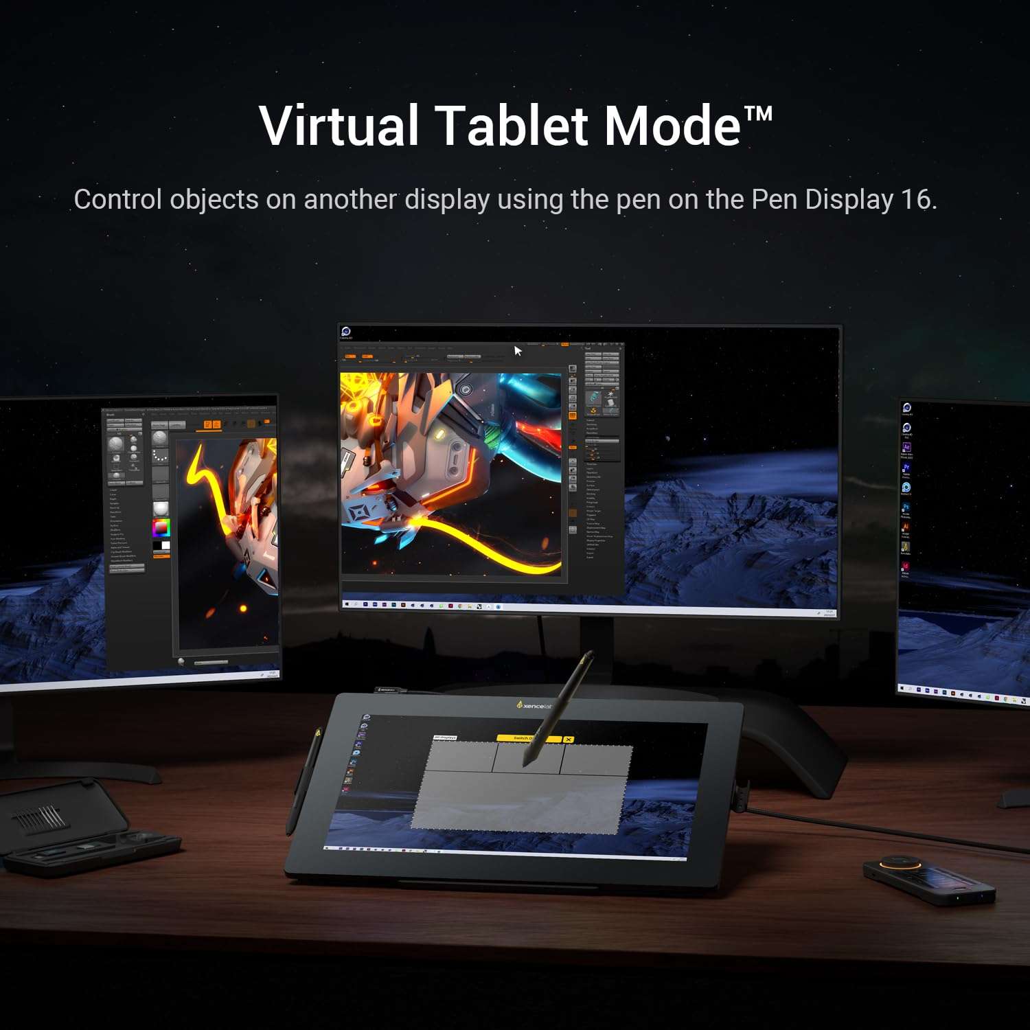 Xencelabs Pen Display 16 Bundle with Quick Keys, 16" Portable Drawing Display with 2 Battery-Free Pens for Win/Win-ARM/macOS/Linux, Black 6