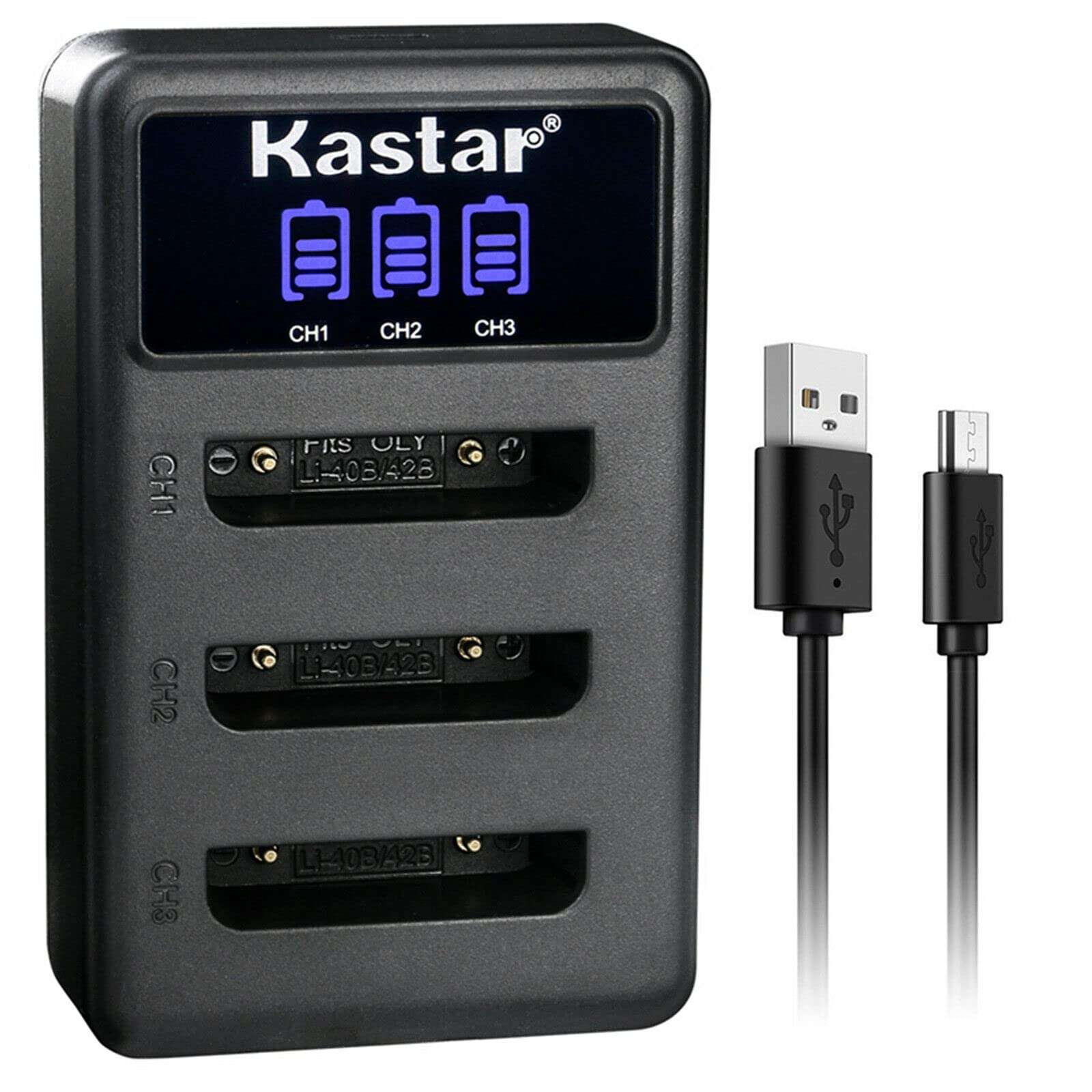 Kastar LCD Triple USB Battery Charger Compatible with Fujifilm FinePix JX400 JX405 JX420 JX500 JX520 JX530 JX540 JX550 JX560JX580 JX590 JX600 JX650 JX660 JX680 JX690 JX700 JX710 JZ100 JZ110 1