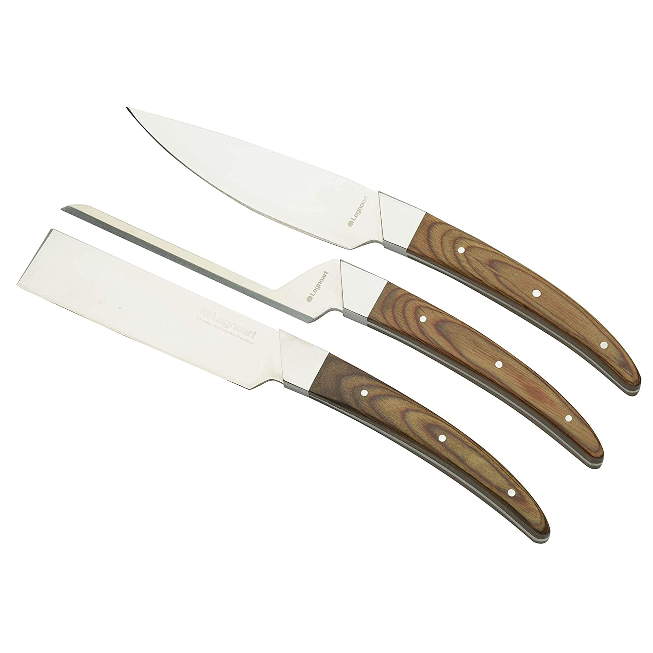 Legnoart Caseus 3 Piece Cheese Knife Set with Light Wood Handle 1