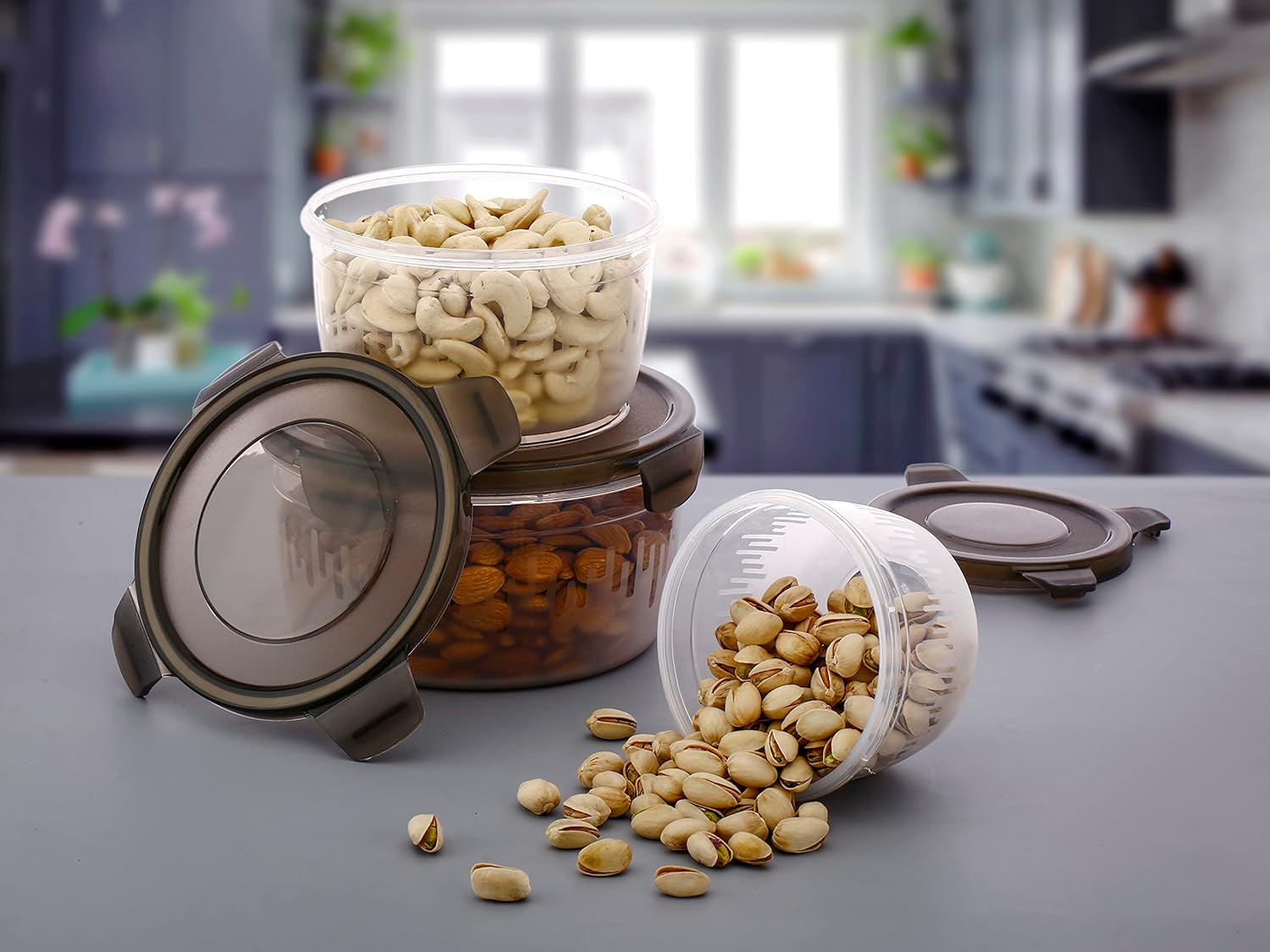 Premium Airtight Food Storage Containers Set of 3 | BPA-Free Unbreakable Plastic Kitchen Containers, Microwave Safe (600ml, 1200ml, 1800ml) | Microwave Safe & Leak Proof 5