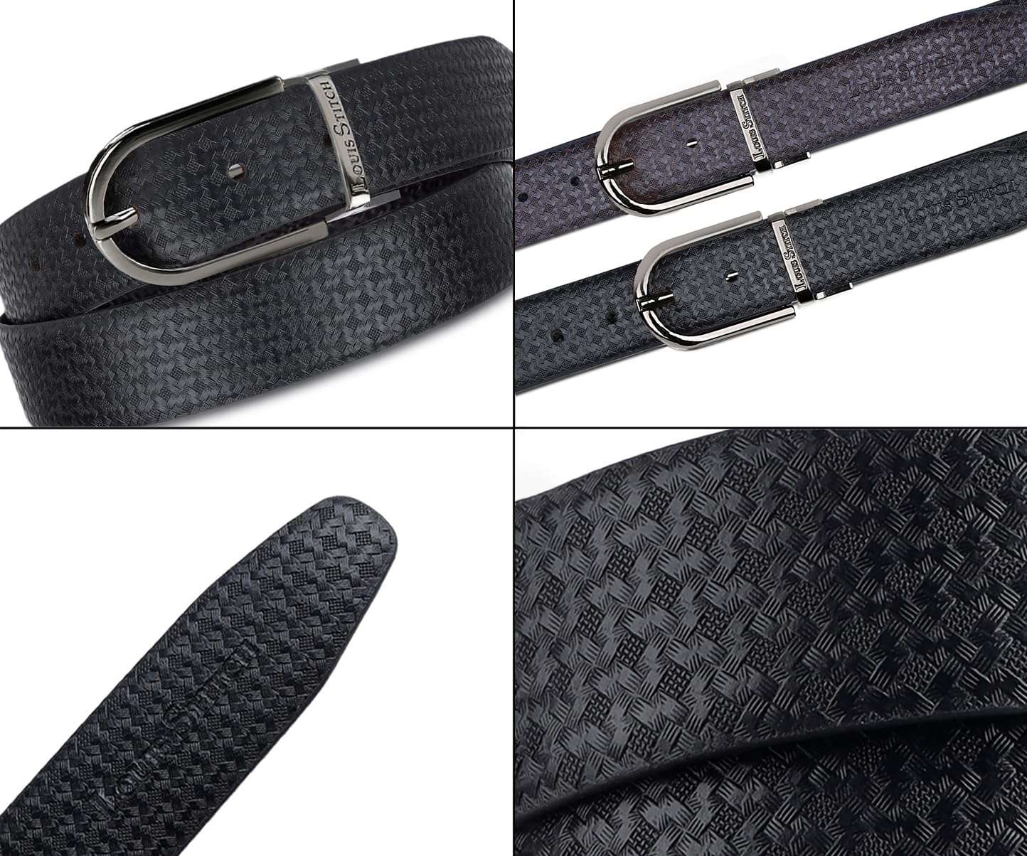 LOUIS STITCH Men's Reversible Italian Leather Belt with for Men 1.25 inch (35mm) Waist Strap Black Brown Belt with Gunmetal Black Buckle (MTGM) (Size- 40 inch) 6