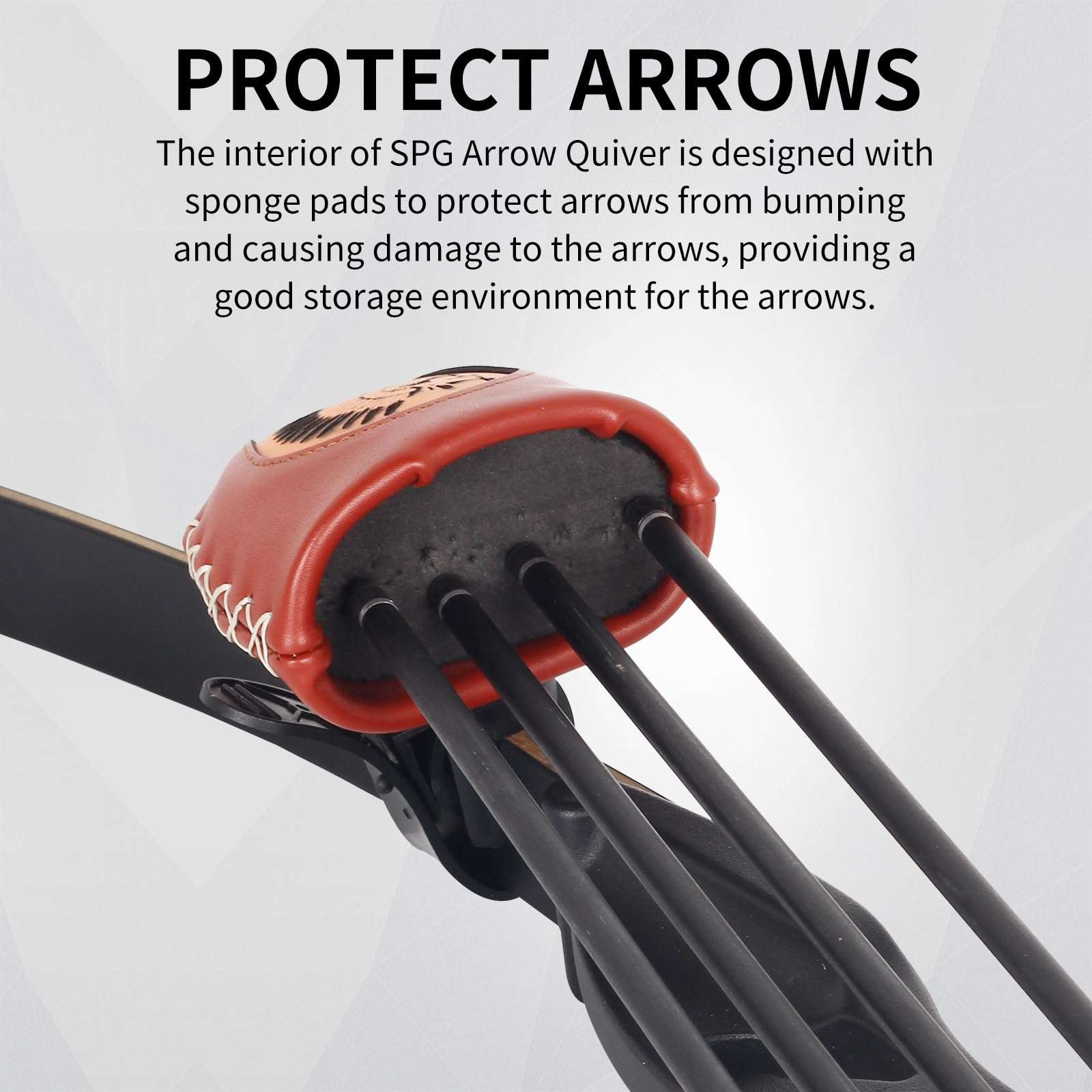 SPG Adjustable Archery Arrow Quiver - Leather Quiver Arrow Holder with Quick Shoot System Longbow Recurve Bow Quiver 4/6 Arrows Hanged Arrow Case for Hunting Shooting Practice(6 Arrows) 5