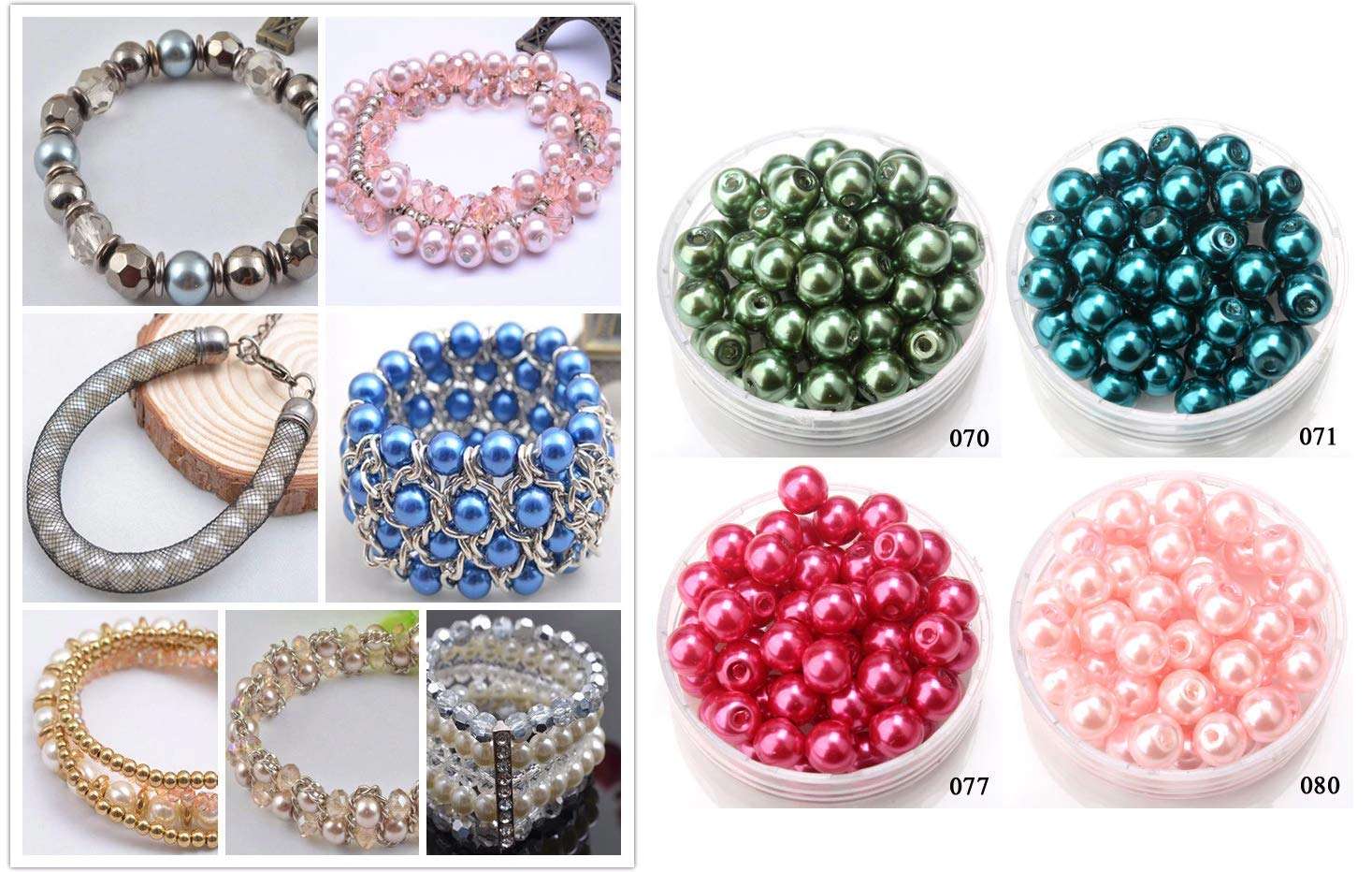 Diy Crafts 15030 Imitation Pearls Beads Diy Bracelet Earrings Bead Choker Necklace Jewelry Making, Pack of 400 100x4, Mix Sizes (Multicolor) 3