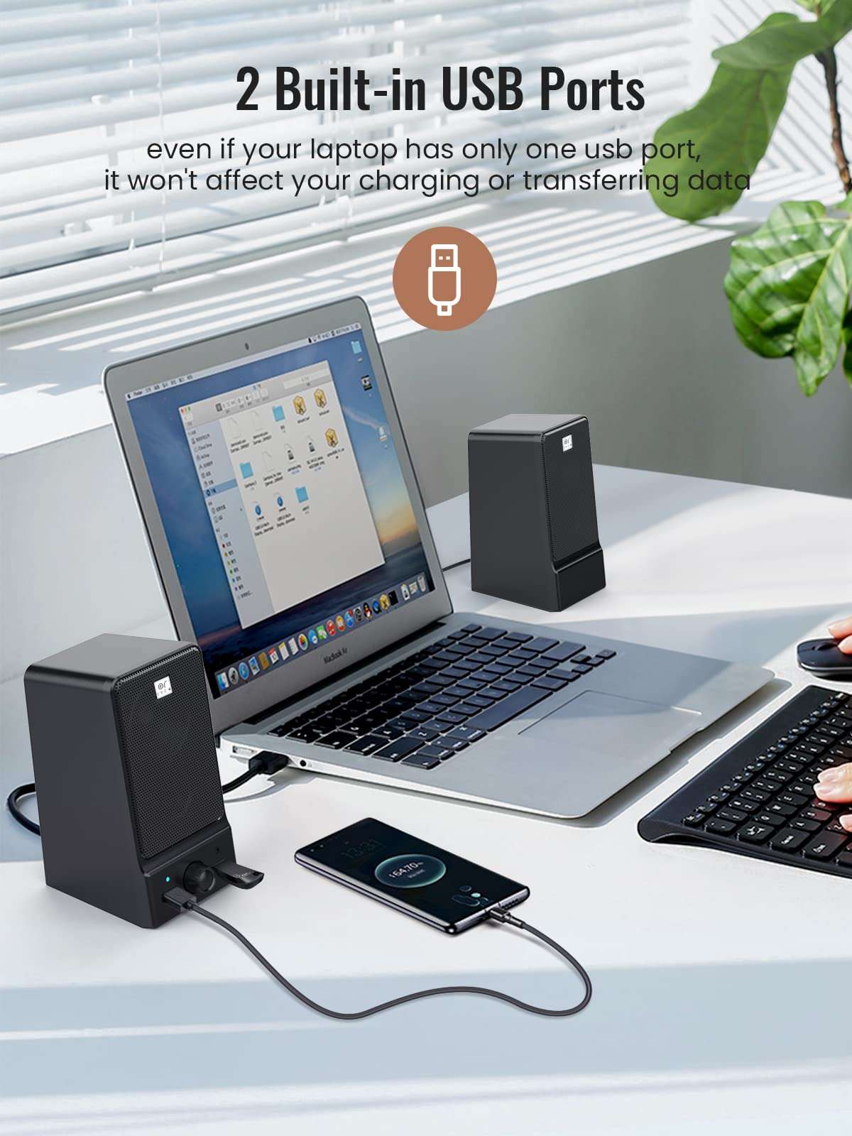 OROROW USB Computer Speakers,Dual 8W External Speakers for Laptop,Built-in DSP Sound Chip,Laptop Speaker with Stereo Sound & Nice Vocals,Desktop Speaker with Headphone Jack(S203) (computer speaker) 5