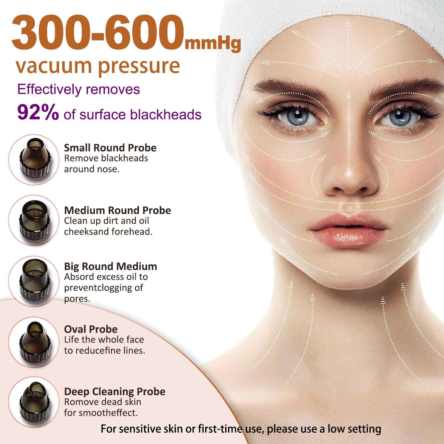 Blackhead Remover Vacuum with Heating, Blackhead Extractor 3 Adjustable Suction Levels 9 Modes, Pore Vacuum Blackhead Suction Remover, Comedone Extractor Kit for Deep Pore Cleaning (Purple) 6