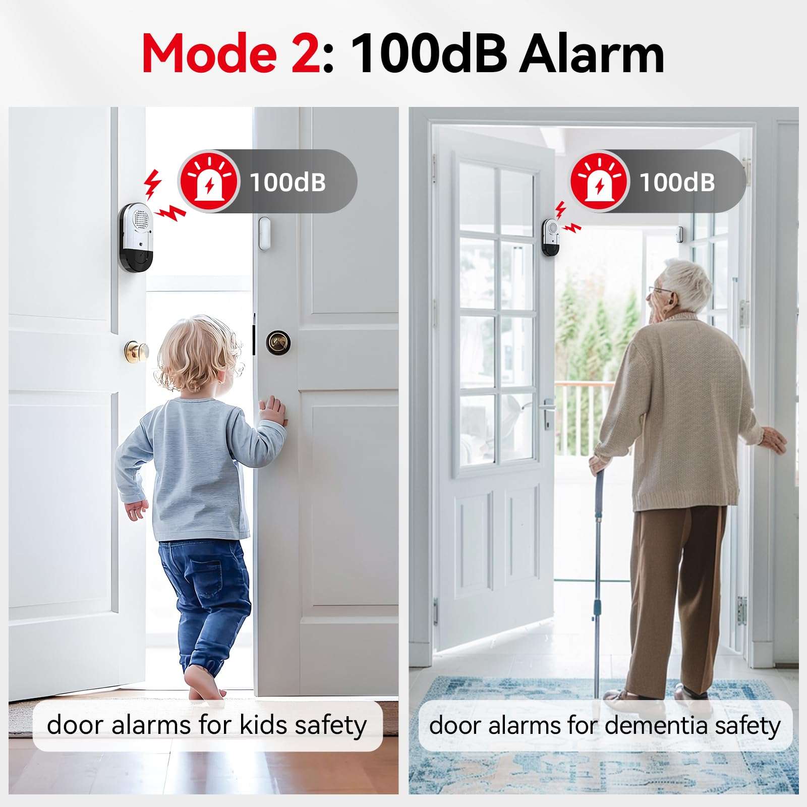 Sanjie Door Alarms When Opened,Door/Window Alarm Sensors for Kids Safety/Home Security/Pool/Garage/Dementia/Toddler/Travel Security,Easy to Install,Volume Control/Loud Alert,Long Battery Life,5 Pack 4