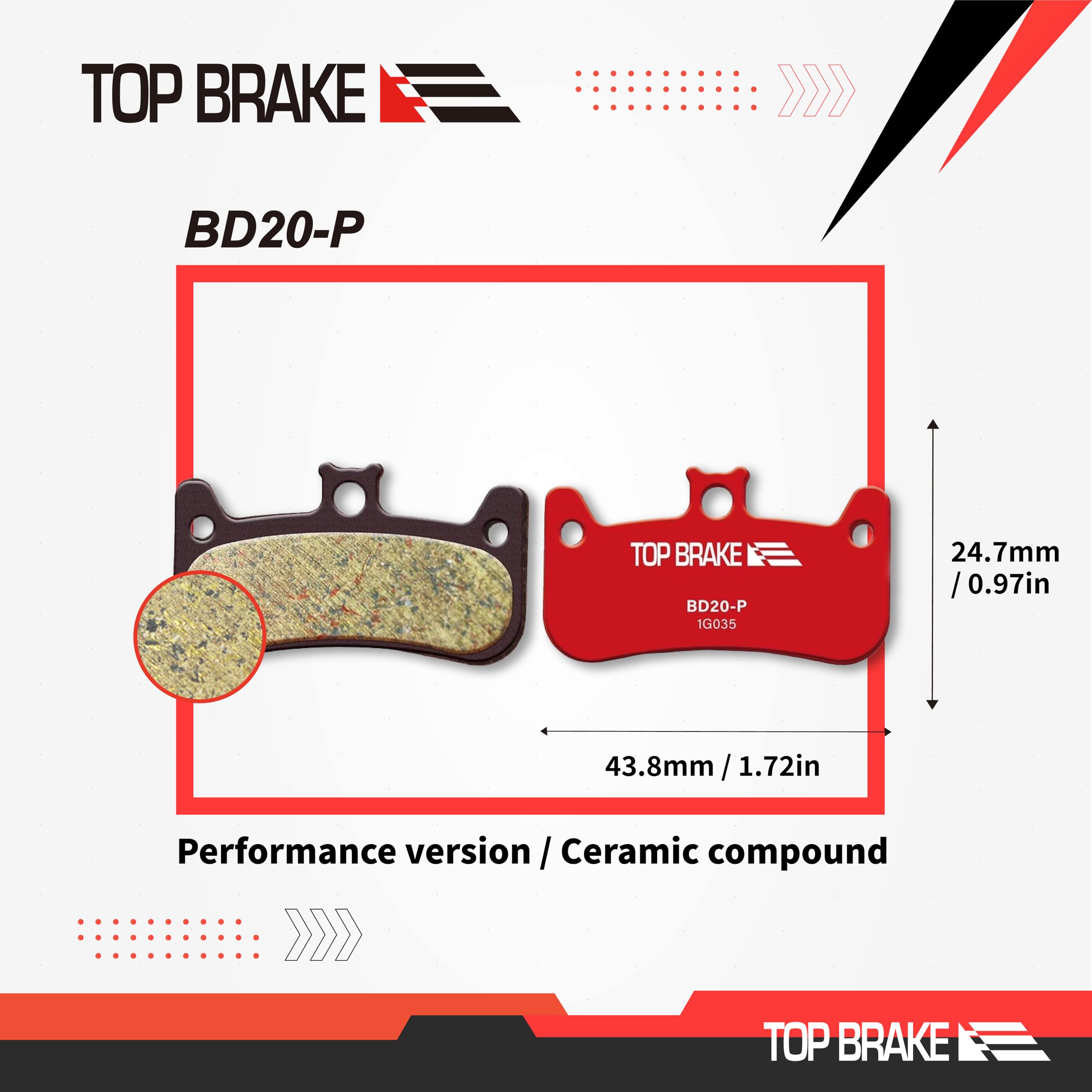 TOP BRAKE Disc Mountain Bike Brake Pads for Formula Cura 4 | MTB, Downhill, Trail Bikes| Ceramic Compound, Silent Option,Performance Version, Red (PIN Included) 5
