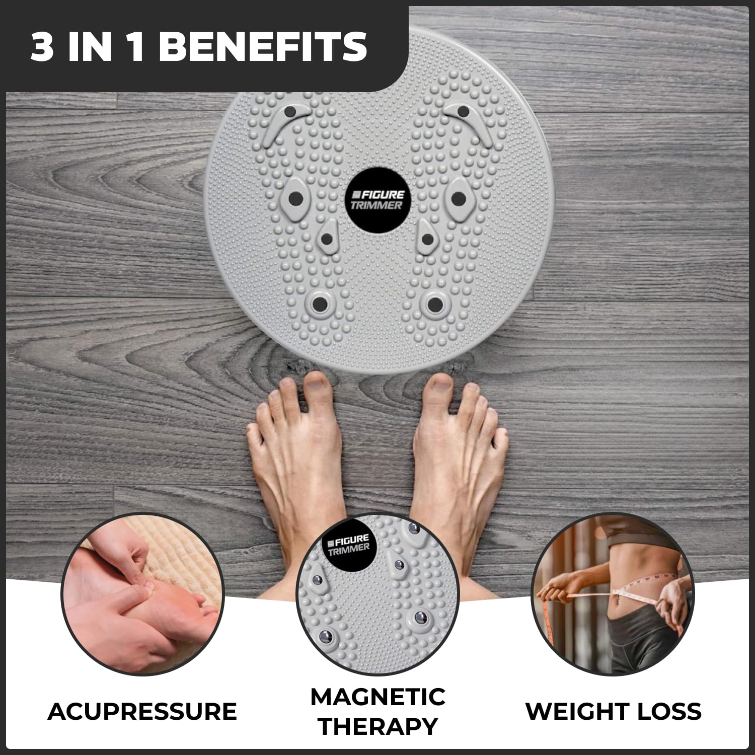 Core Abs Twister Board - Waist Sculptor Twister Board for Core & Ab Exercise - Waist Twisting Disc, Dizzy Disc Twist Board for Slimming Workout with 8 Magnets Reflexology, Grey 5