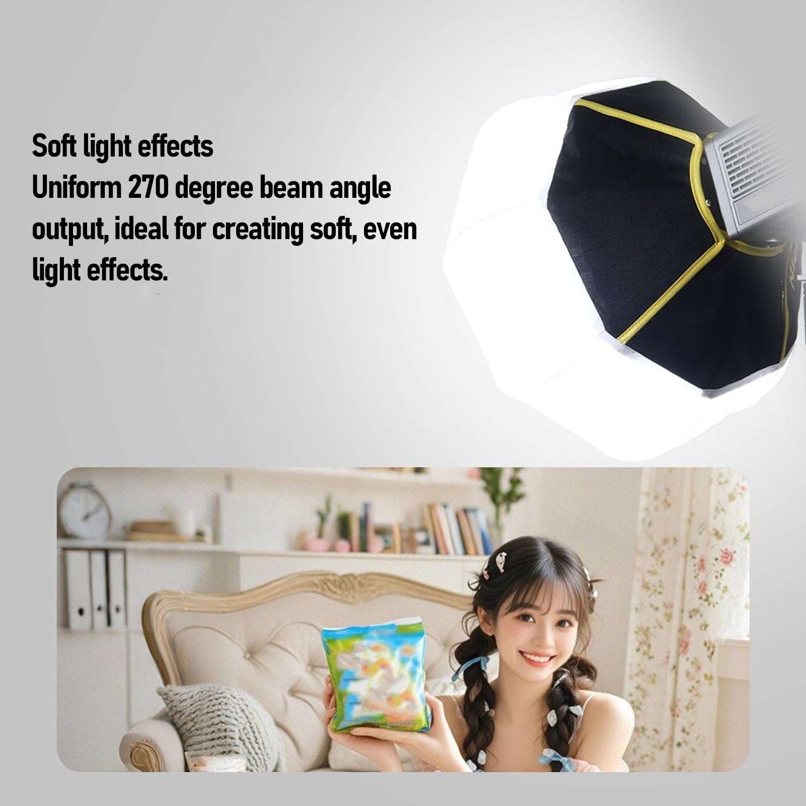 Lantern Softbox Soft Light Modifier, 12 Inch Softbox with Bowens Mount, Quick Release 270 Degree Omnidirectional Light Diffuser Modifier for COB LED Video Studio Light 4