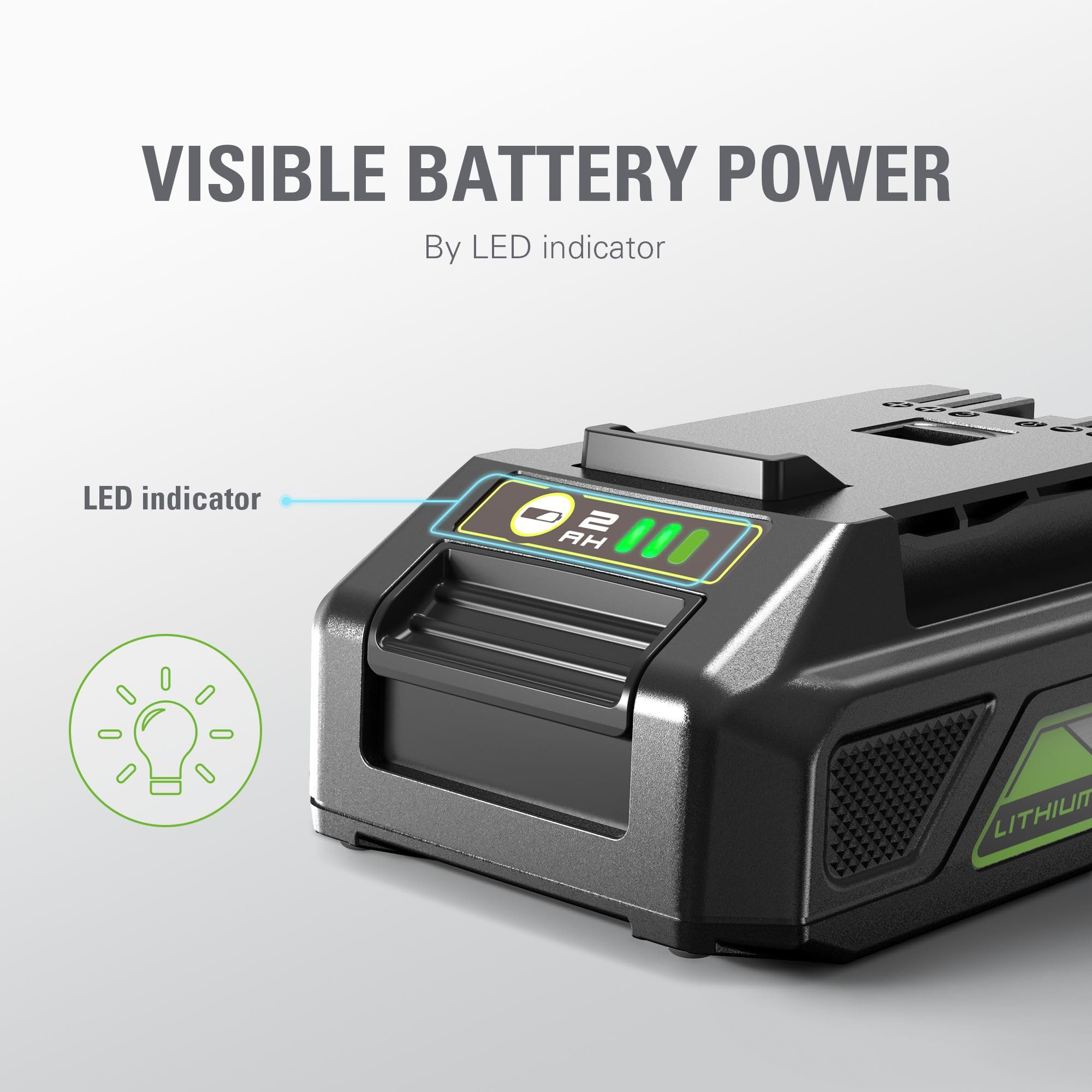 Greenworks 24V 2.0Ah Lithium-Ion Battery (Genuine Greenworks Battery / 125+ Compatible Tools), Green 4