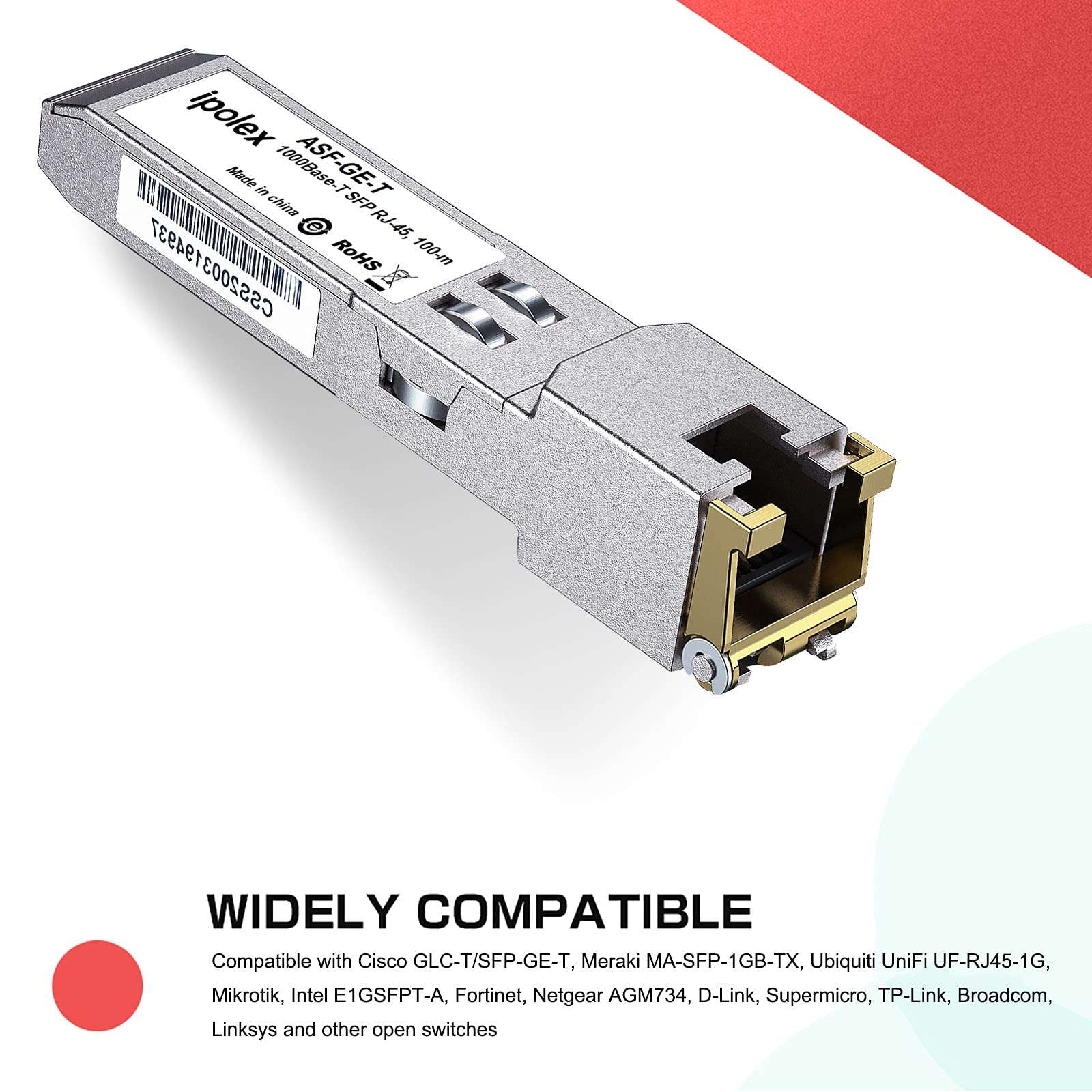 ipolex 1.25G SFP Copper Transceiver, 1000Base-T SFP to RJ45 SFP Module, Up to 100m,Gigabit SFP RJ45 Transceiver for Cisco, Ubiquiti UF-RJ45-1G, Mikrotik, Intel, Fortinet, Netgear and More, 10 Pack 3