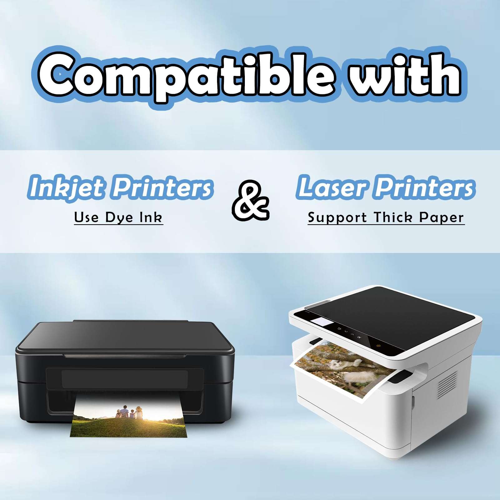 FANTAC Matte Sticker Paper for Inkjet & Laser Printer, Printable Photo Sticker Paper, 100 Sheets 8.5x11 In Self-Adhesive Photo Paper for Scrapbooking, Brand Logo, Party Decor Stickers 6