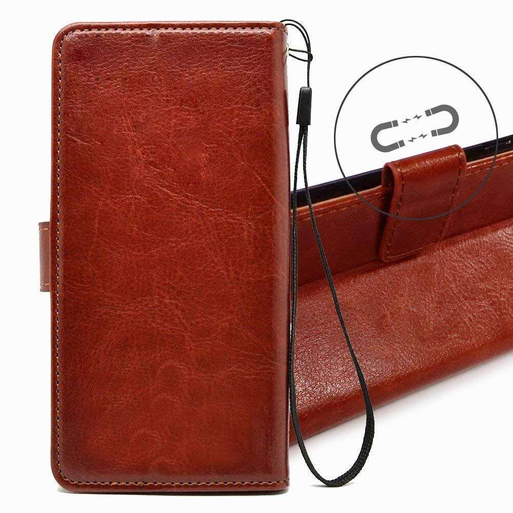 Frazil Vintage Stylish PU Leather Kickstand Premium Wallet Flip Case Cover with [ Stand View & Card Holder Option ] for Vivo Y95 (Brown) 4