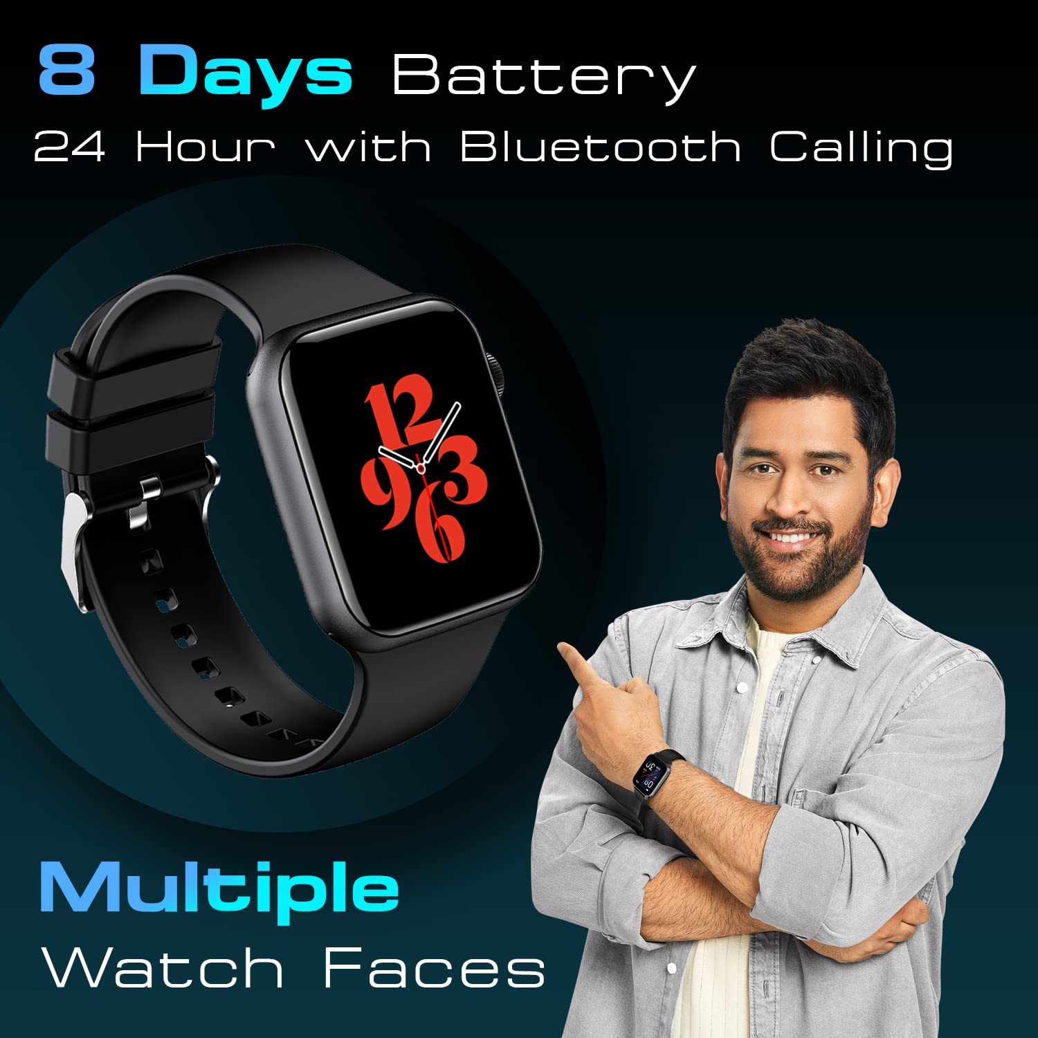 Fire-Boltt Call Bluetooth Calling Smartwatch with SpO2 & 1.7” Metal Body with Blood Oxygen Monitoring, Continuous Heart Rate, Full Touch & Multiple Watch Faces (Black) 5
