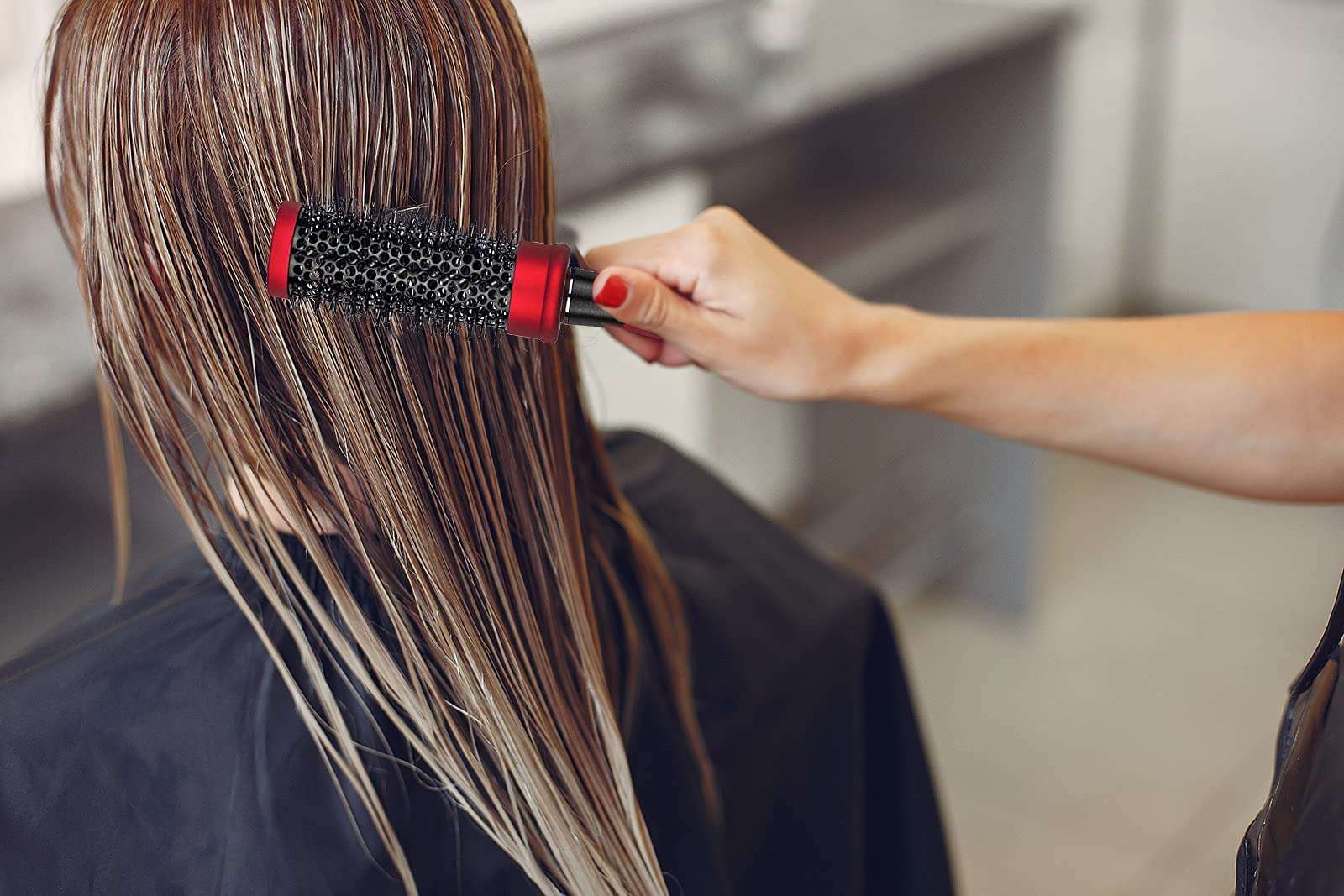 R-NEU Set of 3 Professional Hair Brushes for Blow Drying Detangling and Styling, 1 Round Roller Brush and 2 Flat Paddle Nylon Bristle Hairbrush (3 Pieces) 3