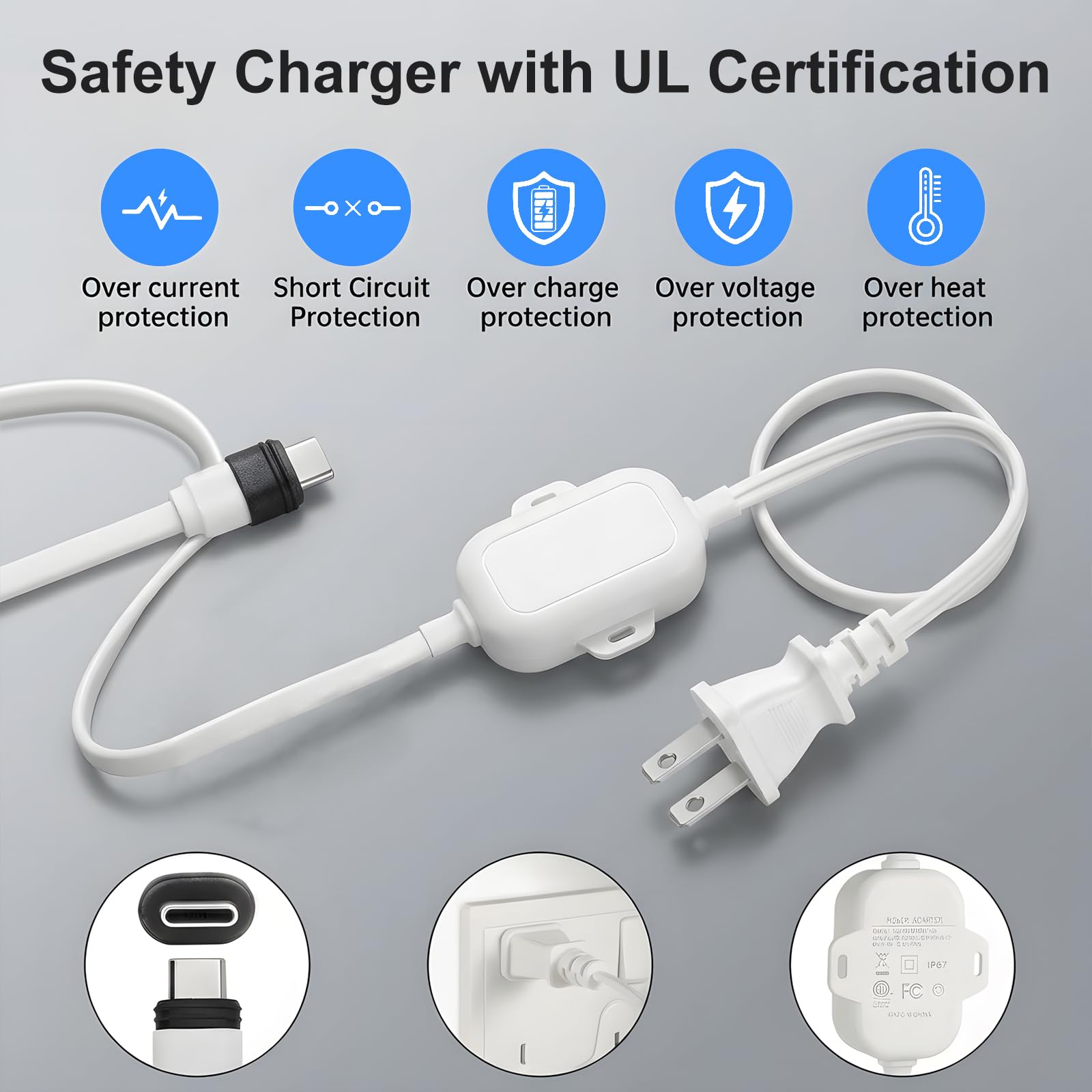 25ft USB C Power Adapter for Ring Spotlight Cam Plus/Pro (Battery) & Ring Outdoor Cam Plus (Battery), Outdoor Weatherproof Charger for Continuous Power, White 4