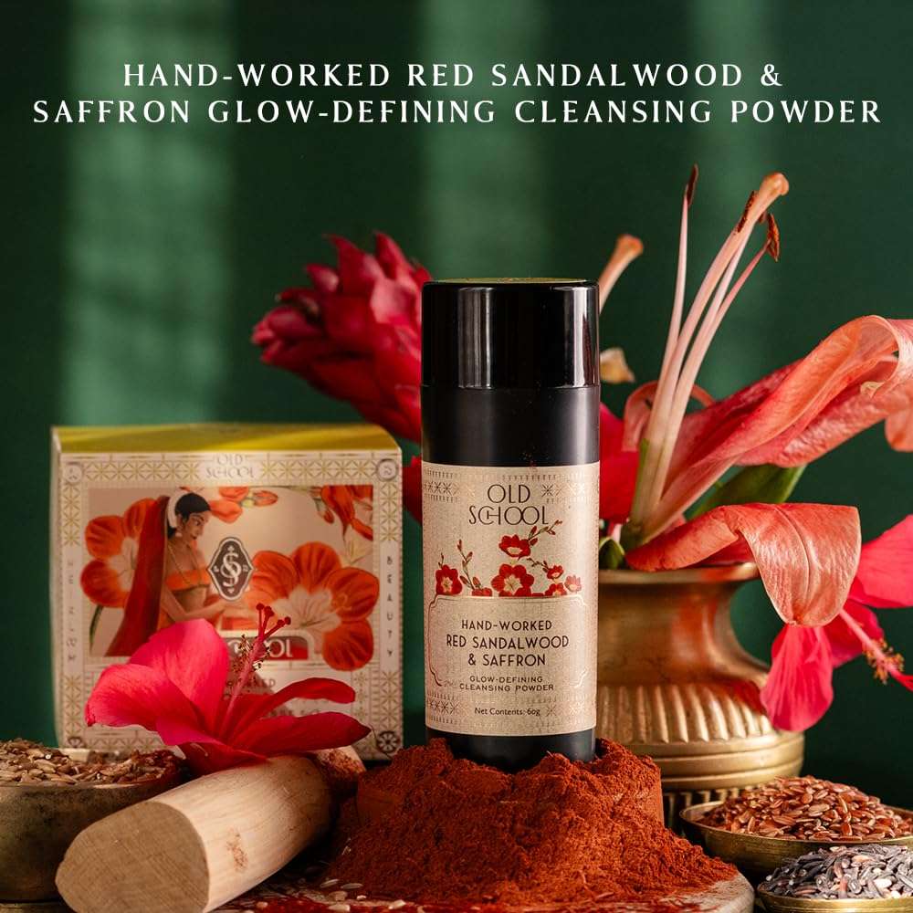 Old School Rituals Hand-Worked Red Sandalwood & Saffron Glow Defining Cleansing Powder (Face Wash Powder) | 60 Grams 3