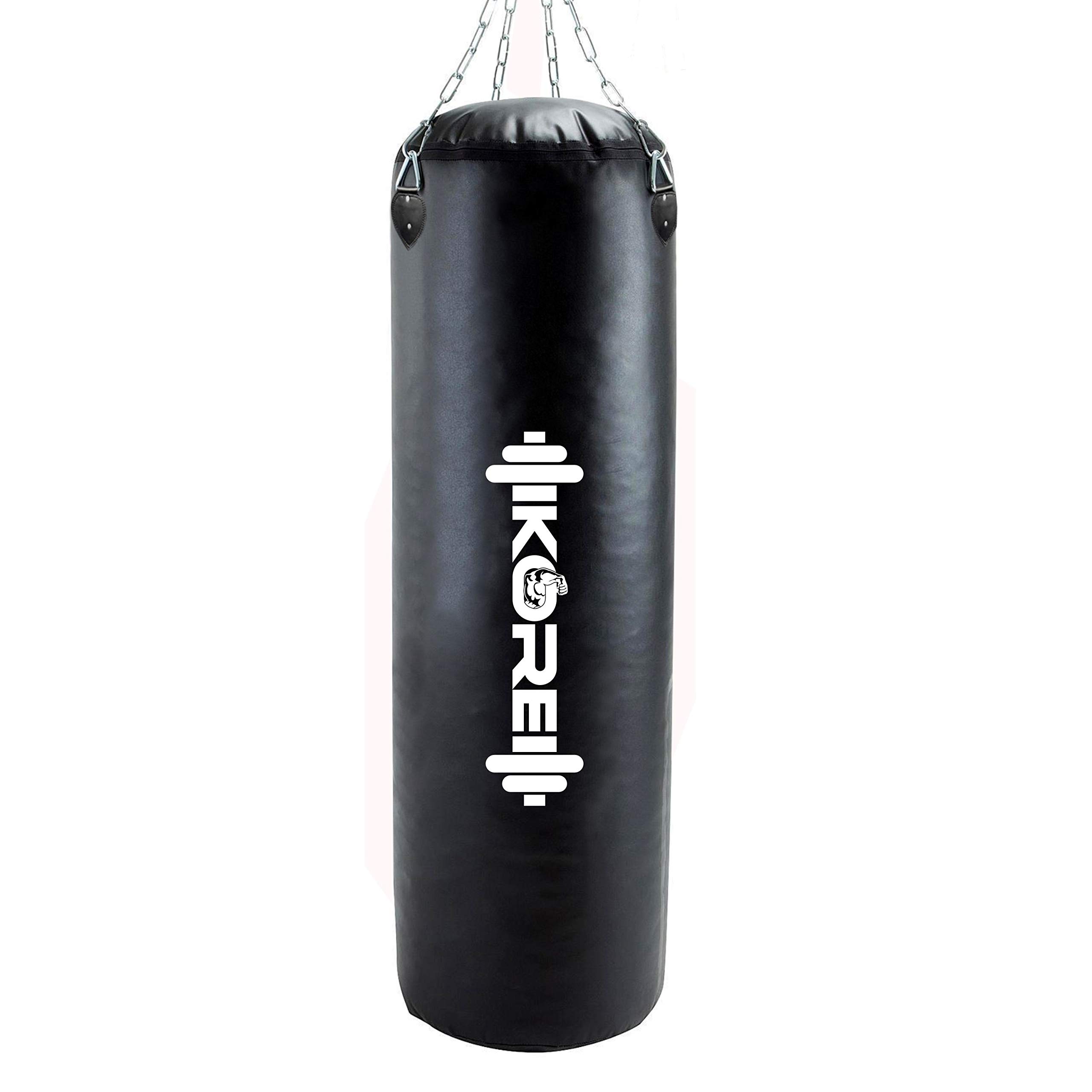 KORE Ultimate 3 Feet Filled Heavy Black Punching Bag PU Leather Boxing MMA Sparring Punching Training Kickboxing Muay Thai with Rust Proof Stainless Steel Hanging Chain 1