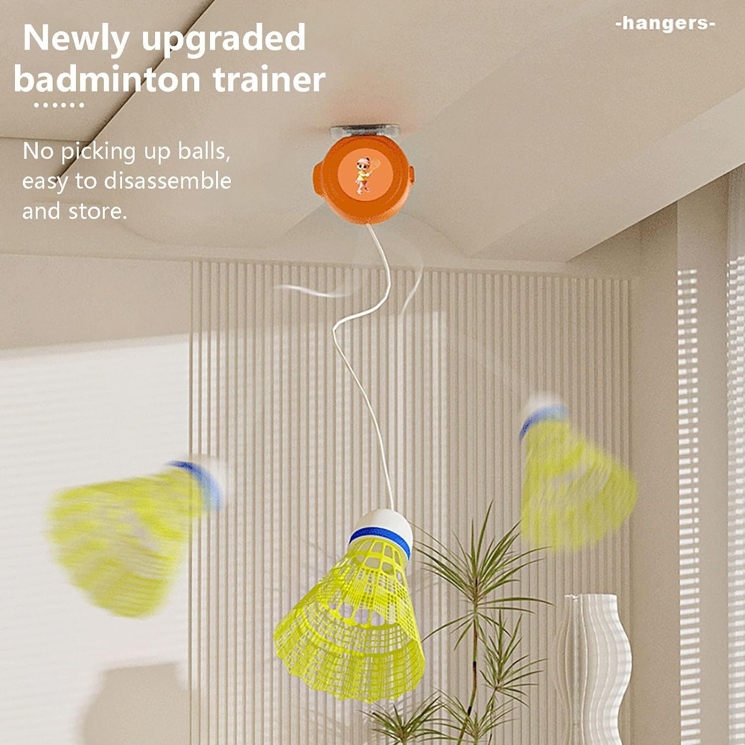 Proberos® Indoor Badminton Training Device for Kids, with 6 Badmintons and Strings, Reaction Training Toy Self-Adhesive Simple Hanging-No Racket 5