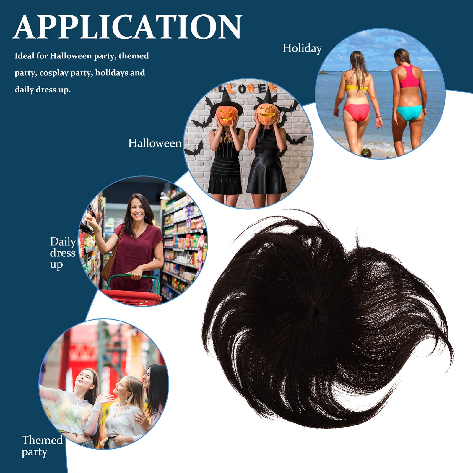 LALAFINA Hairpiece Flat Bald Bang Party Wigs S Loss Natural Wig White One Cleopatra Gatsby Fluffy Bangs Extension on Cosplay Ladies Replacement Seamless for Fringe Hair Fake Cm Women Clip 3