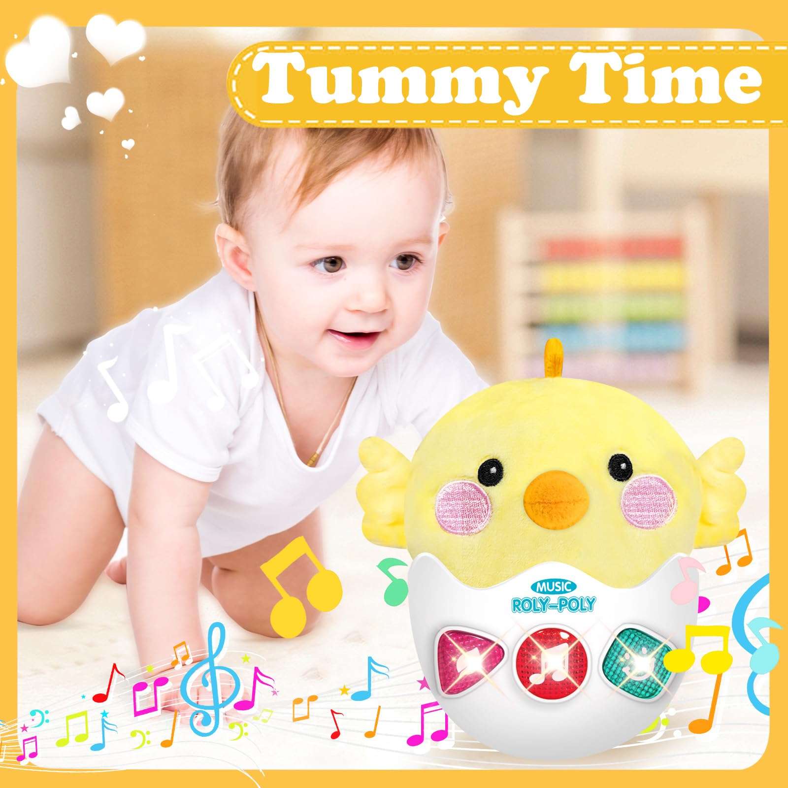 Baby Toys chicken Stuffed Animals: Infant Tummy Time Musical Toys for Toddlers 6 7 8 9 10 11 12 Months Babies Boy - 1st Birthday Girl Gifts, 6-12 12-18 Newborn Light & Sounds Sensory Toys 4