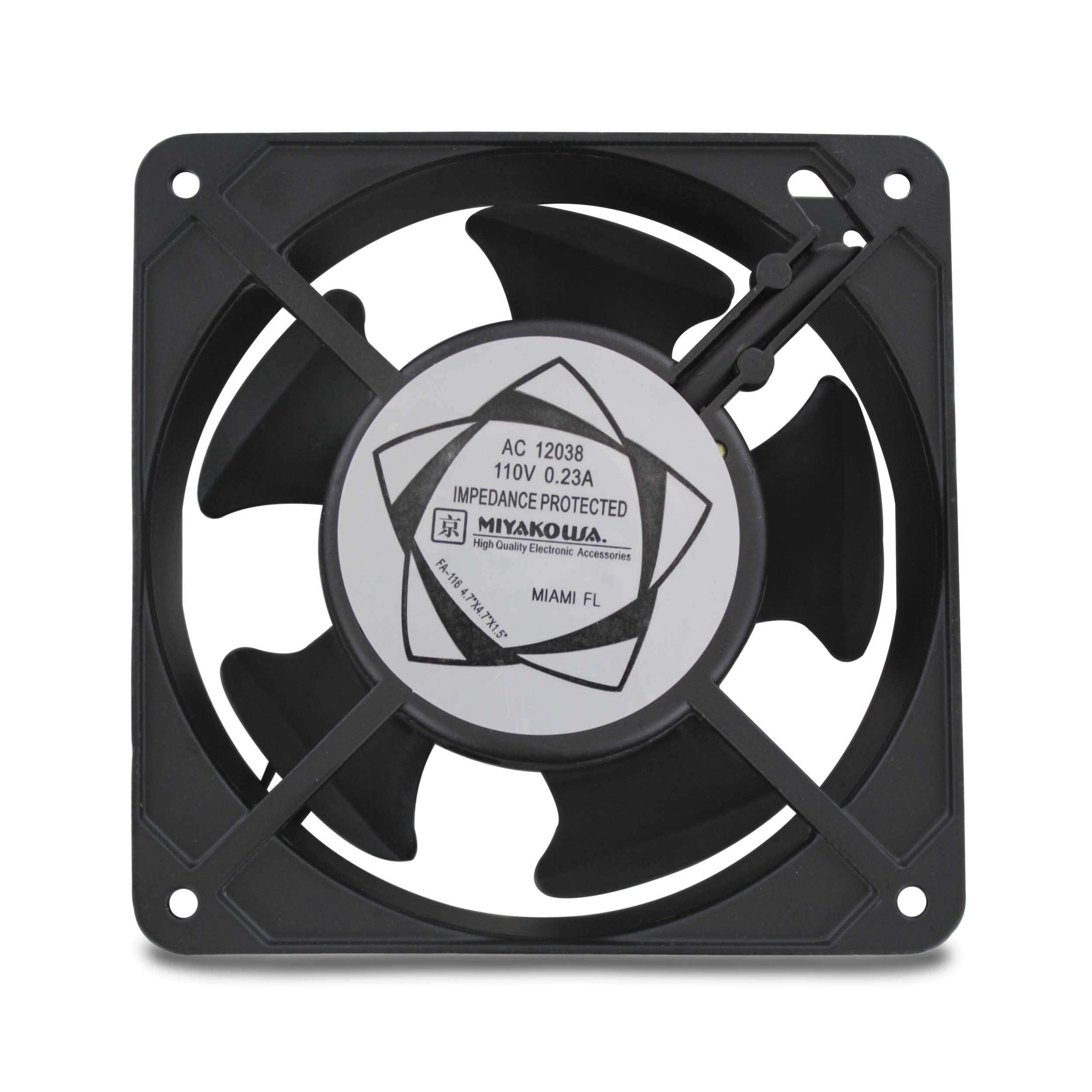 MIYAKO 12V DC CPU Cooling Fan Super Silent 2200 RPM 7 Blades 4.75” x 4.75” x 1” inches 0.25A Ideal for Computer Cases, 3D Printers and Radiators (FA-116) 2