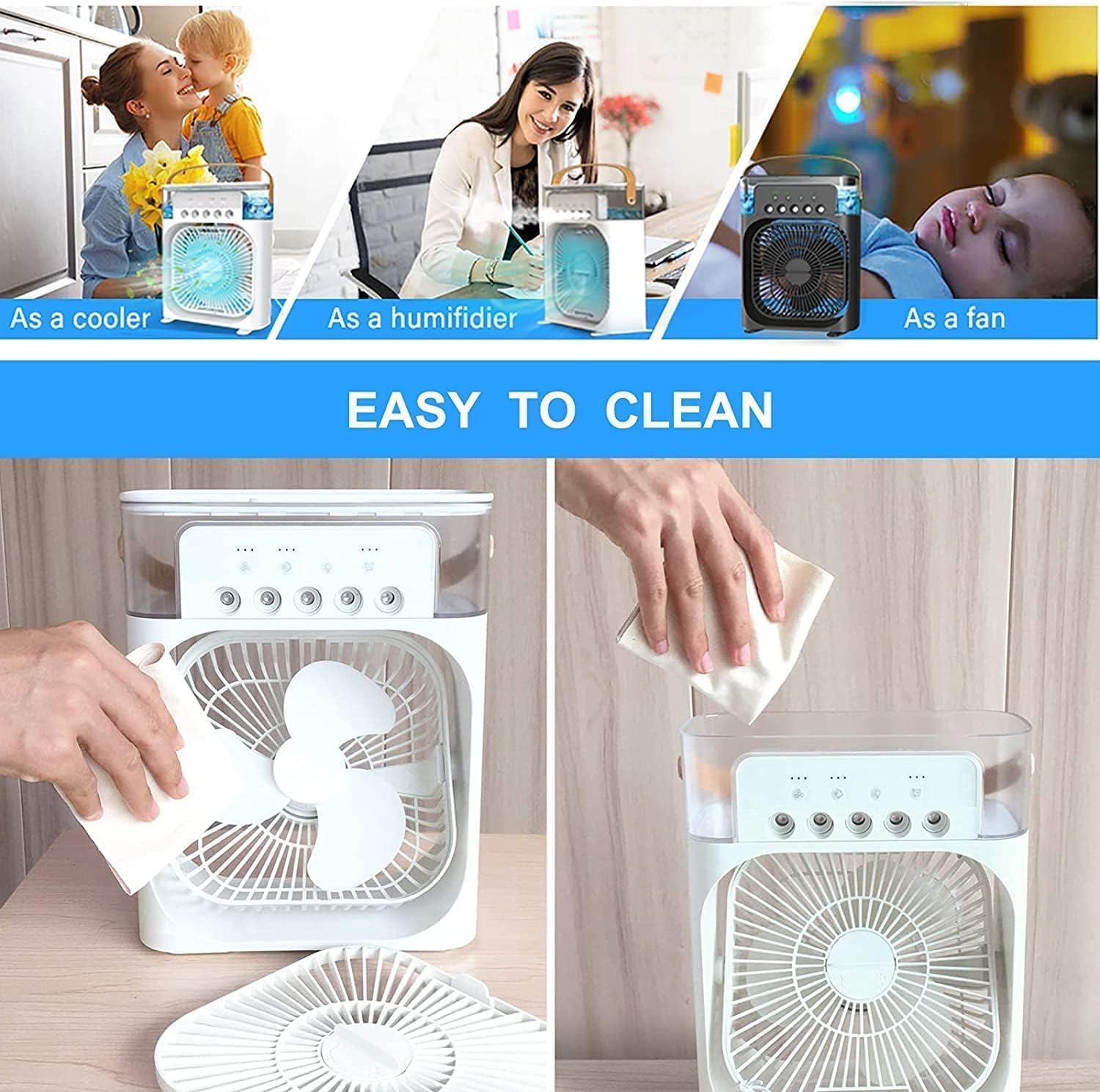 VISTORA'S2.0 Mini Cooler for Room Cooling | 3-in-1 Portable Air Conditioner Fan | Mini Air Cooler for Home, Office, Desk | USB Powered Personal Cooler | Compact & Lightweight Cooling Fan 6