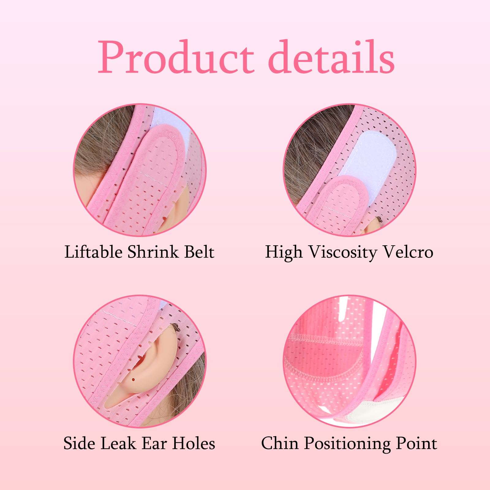 BOHUIZ Adjustable V-Line Lifting ChinStrap, V-Line Mask, Chin Strap for Sleeping, Reusable Face Strap for Women and Men Shaped Face Mask for Sagging(Pink) 6