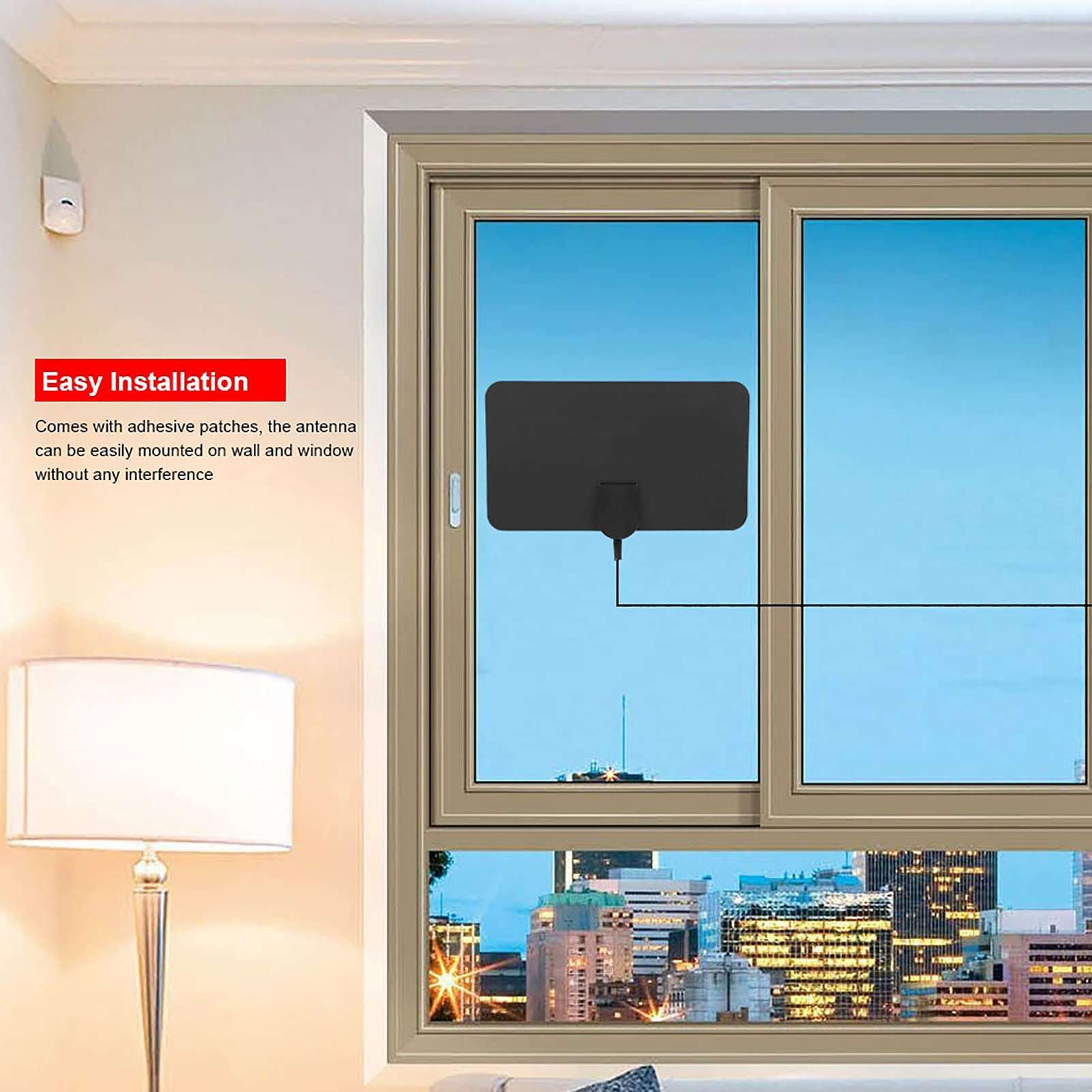 Junluck Flat Antenna, Plug and Play Digital TV Antenna, 3 Meter Cable for Full HD Digital TV for ATSC/DVB-T2 System 4